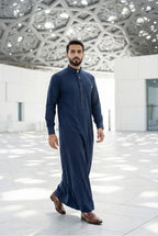 Signature Navy Blue Overlapping Thobe AC05