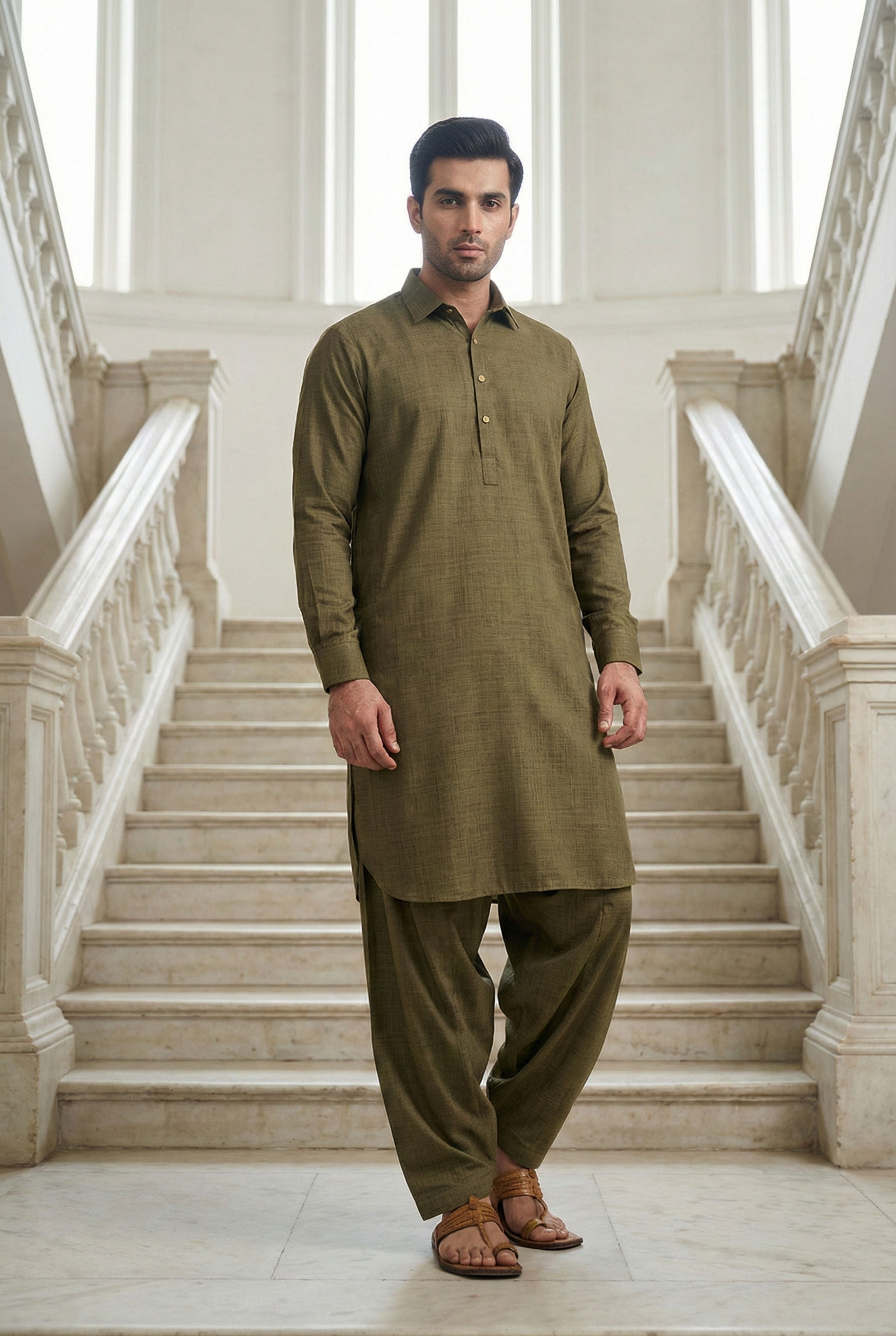 Biscuit Brown Pathani Shalwar NN02