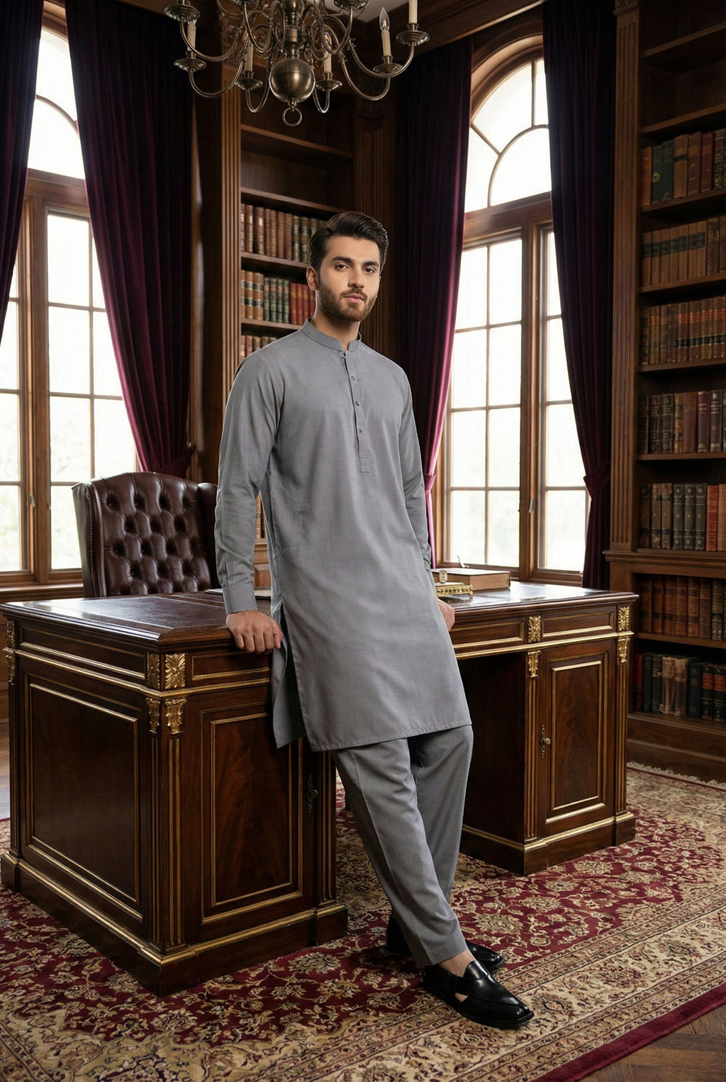 Steel Grey Kurta Pyjama NN12