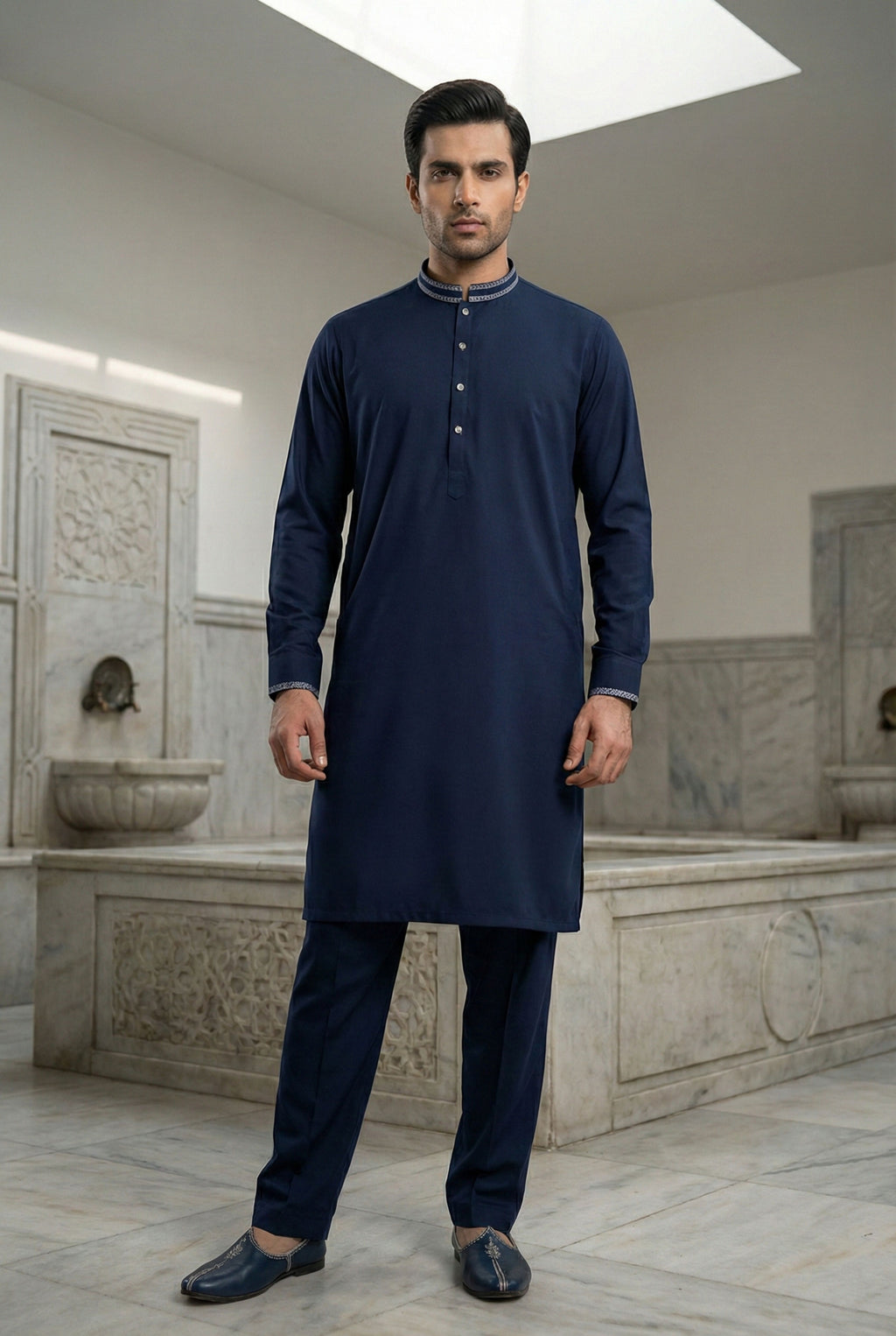 Navy Blue Kurta Pyjama IG11