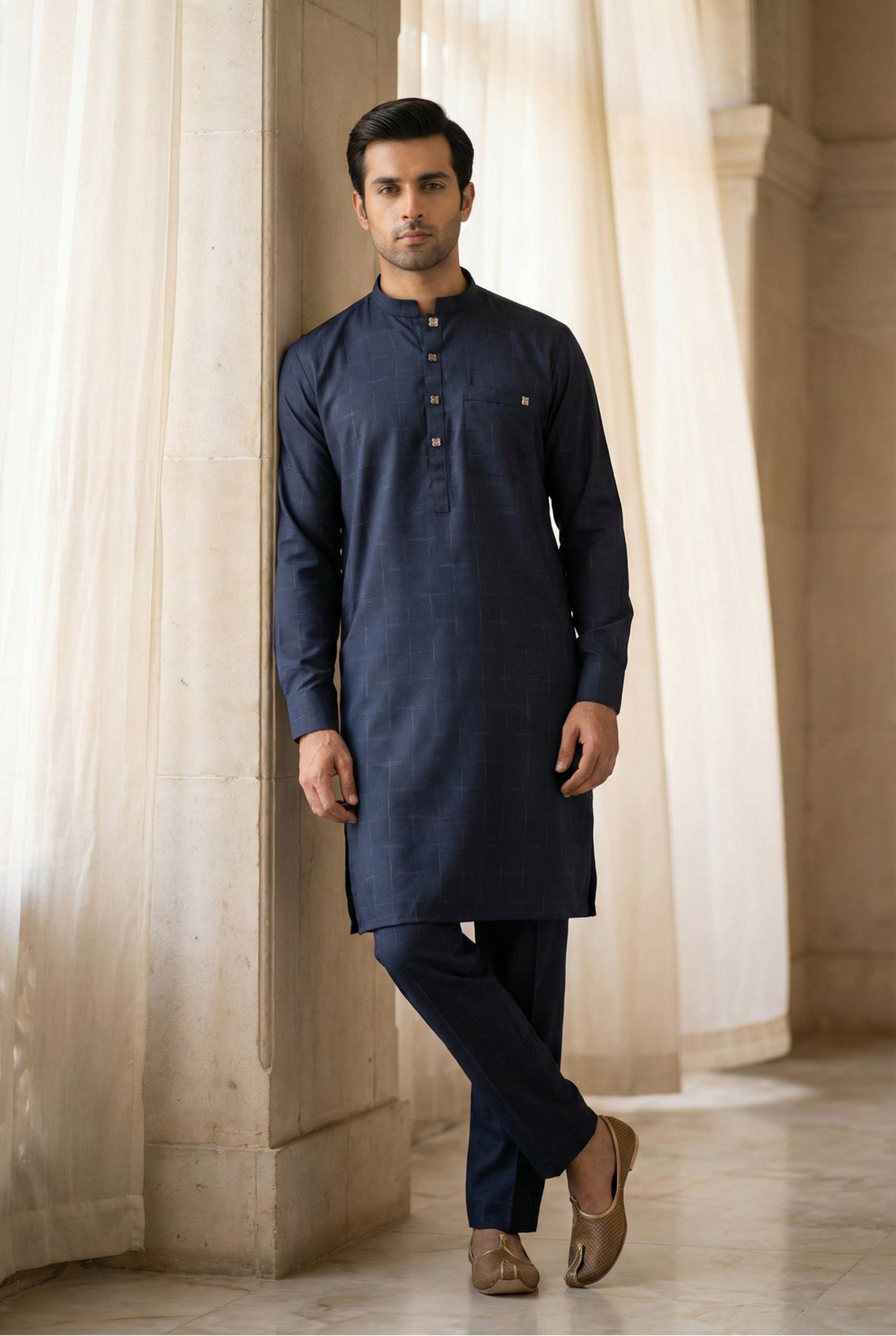 Navy Blue Kurta Pyjama IG15