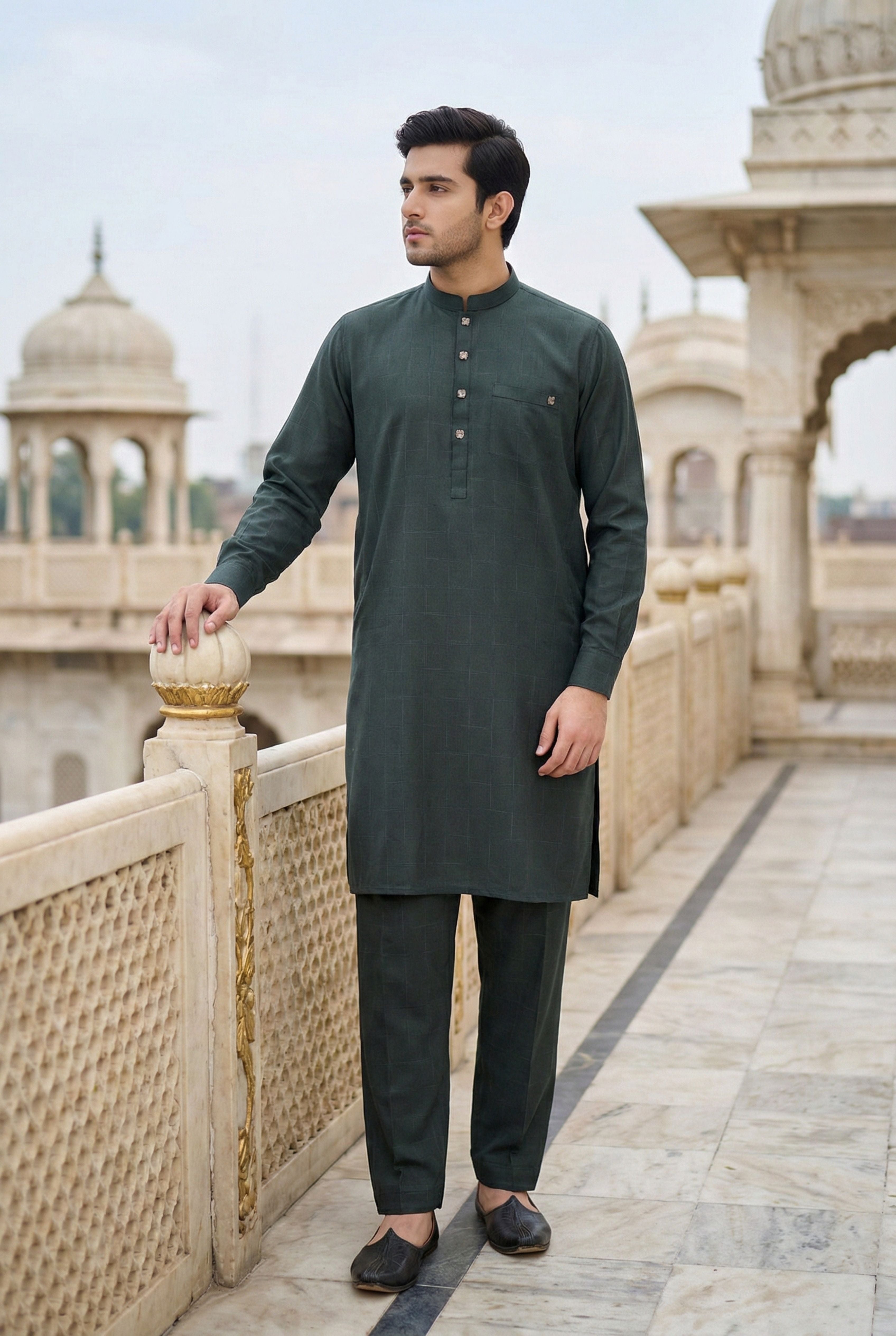 Dark Green Kurta Pyjama IG14