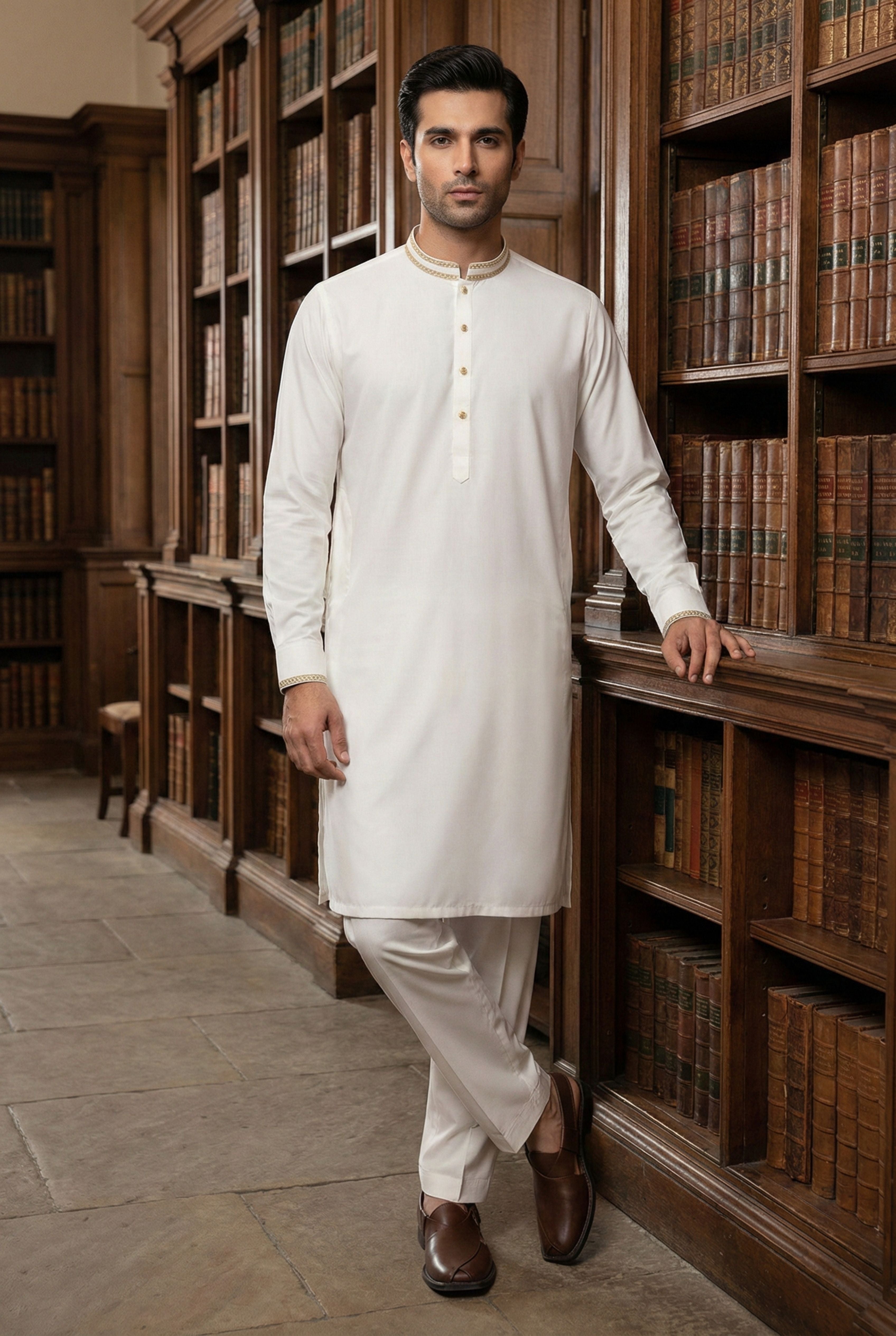 Light Cream Kurta Pyjama IG12