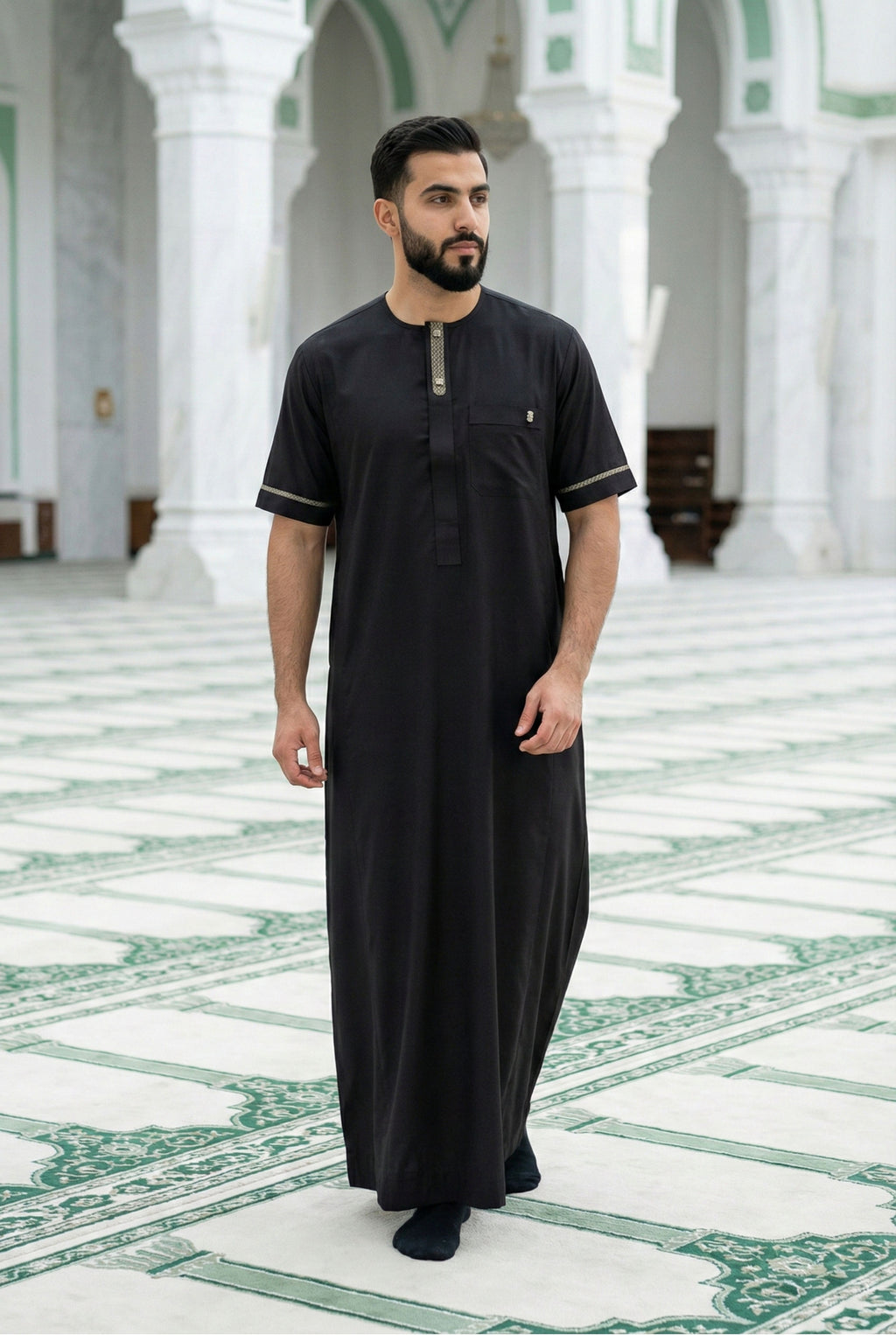 Half Sleeves Black Thobe NC04