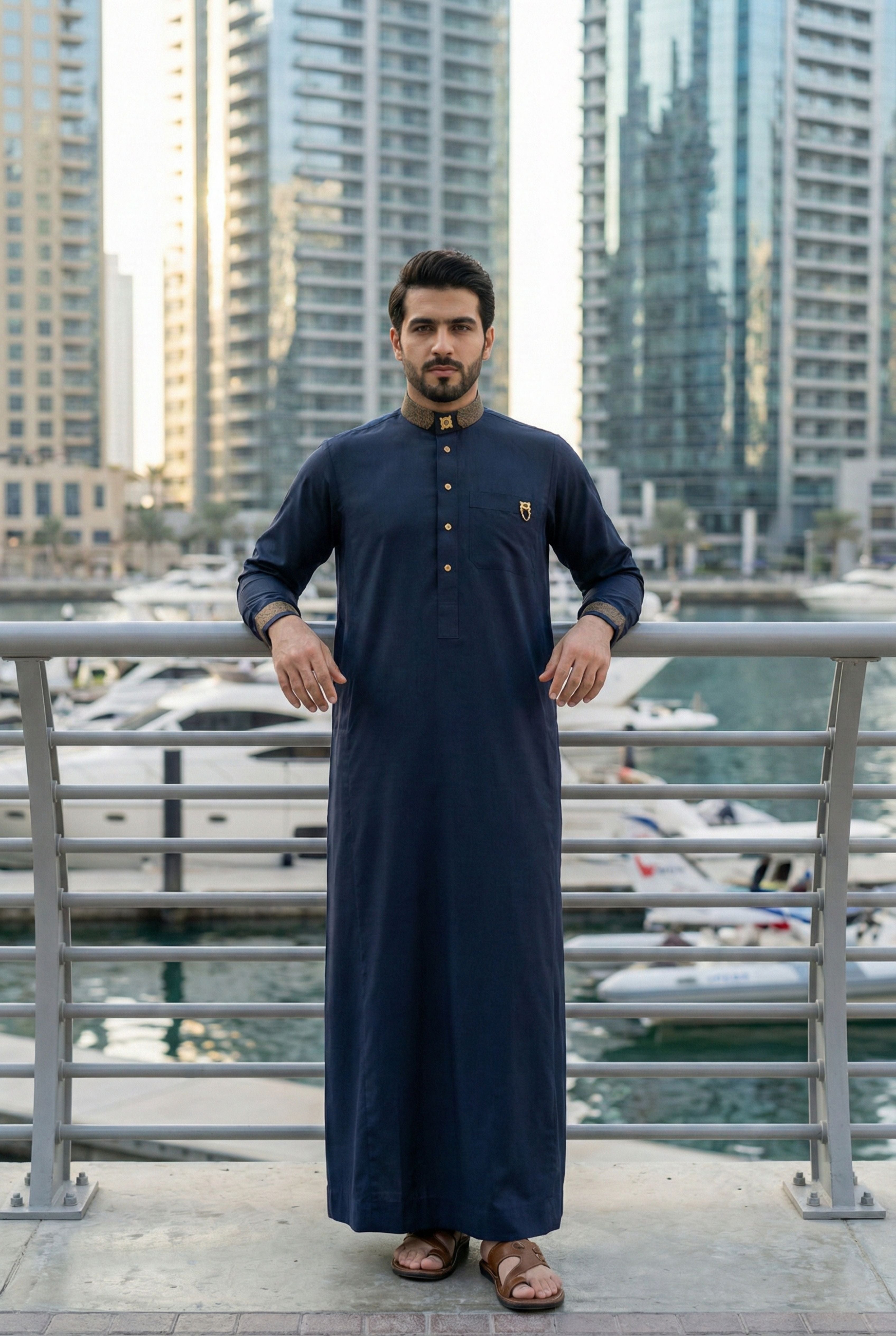 Platinum Navy Blue Thobe SC06