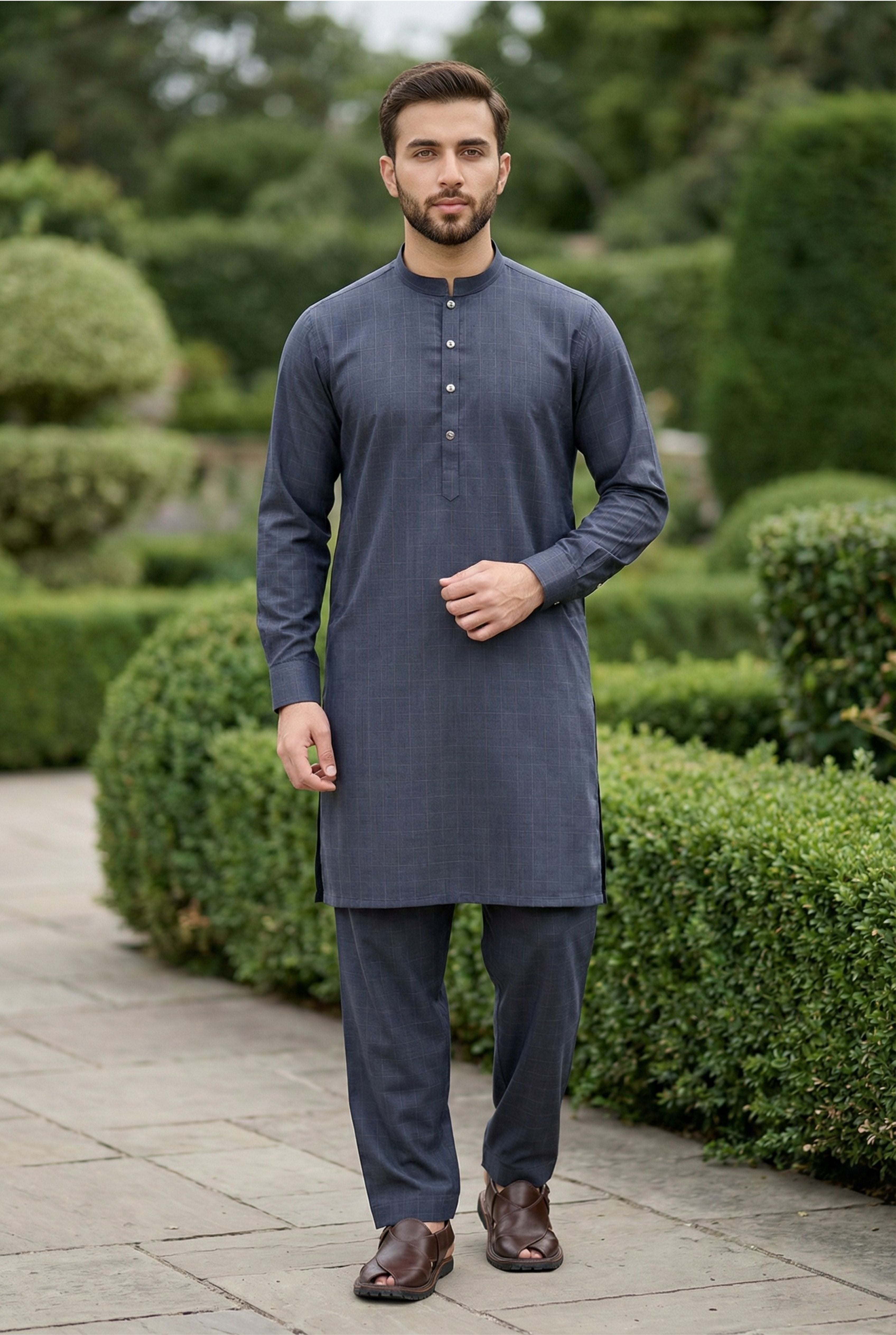 Charcoal Grey Kurta Pyjama IG04