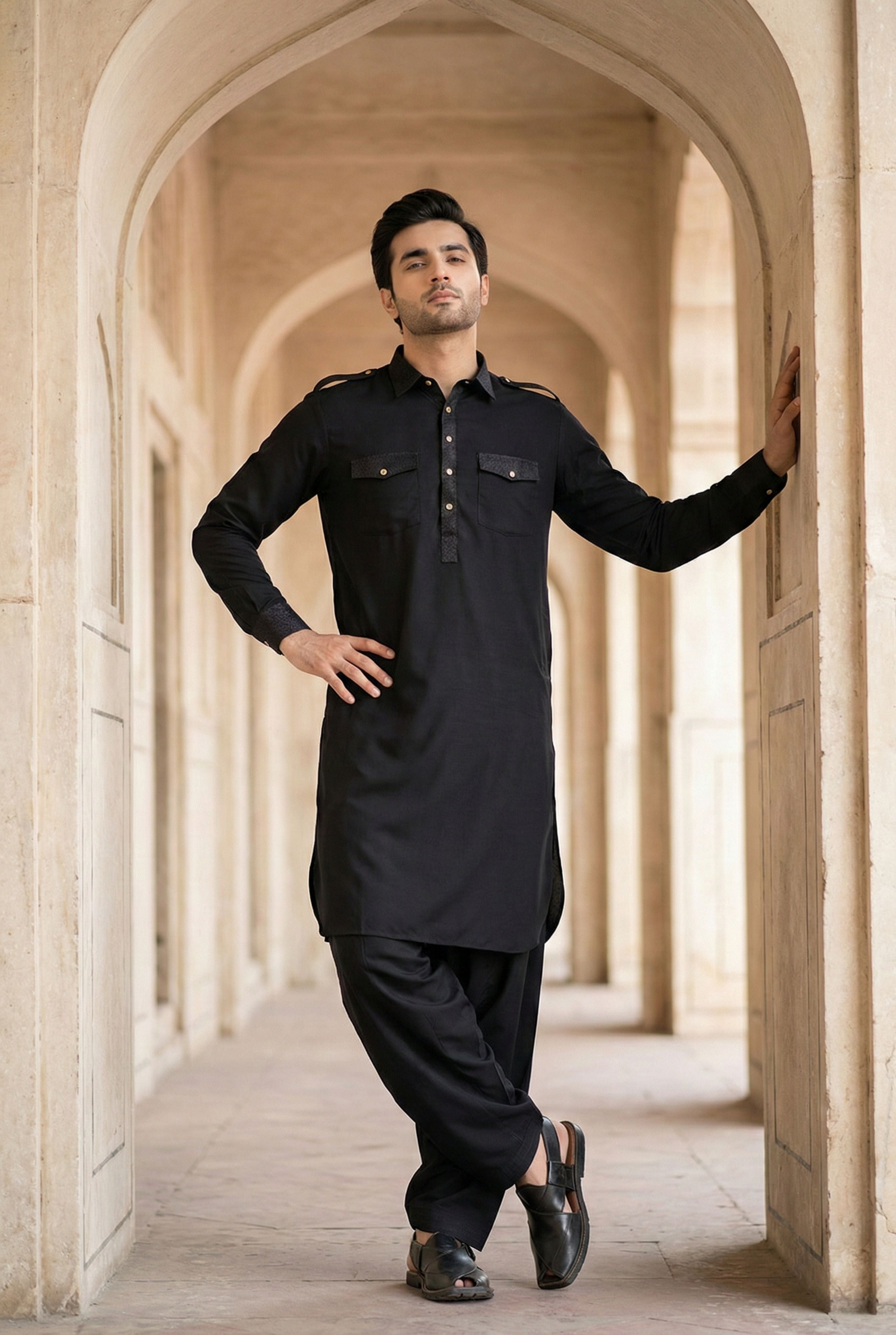 Onxy Black Pathani Shalwar IG10