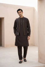 Royal Brown Kurta Pyjama with Jacket LL07