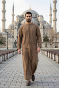 Emirati Beige Pleated Thobe PO05