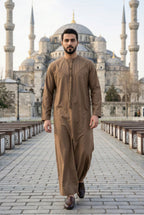 Emirati Beige Pleated Thobe PO05