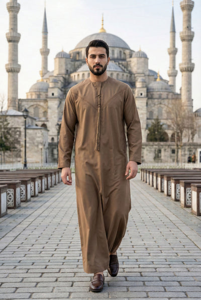 Emirati Beige Pleated Thobe PO05