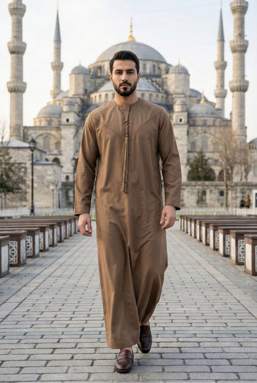 Emirati Beige Pleated Thobe PO05