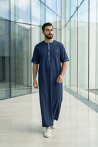 Half Sleeves Navy Blue Thobe NC02