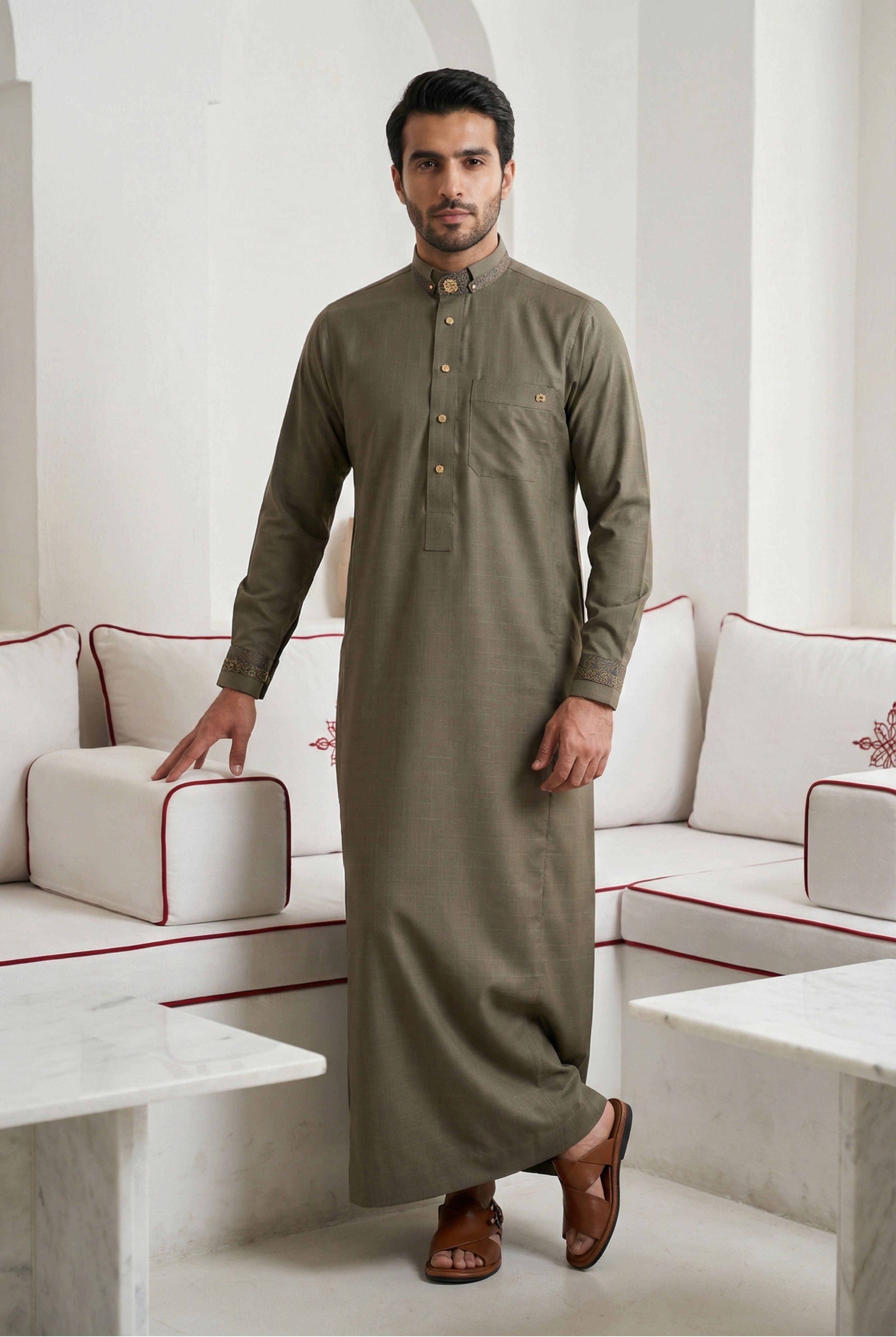 Platinum Khaki Brown Thobe SC11