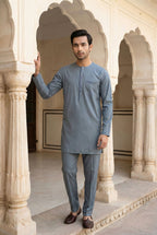 Light Blue Embroidered Short Kurta EC08