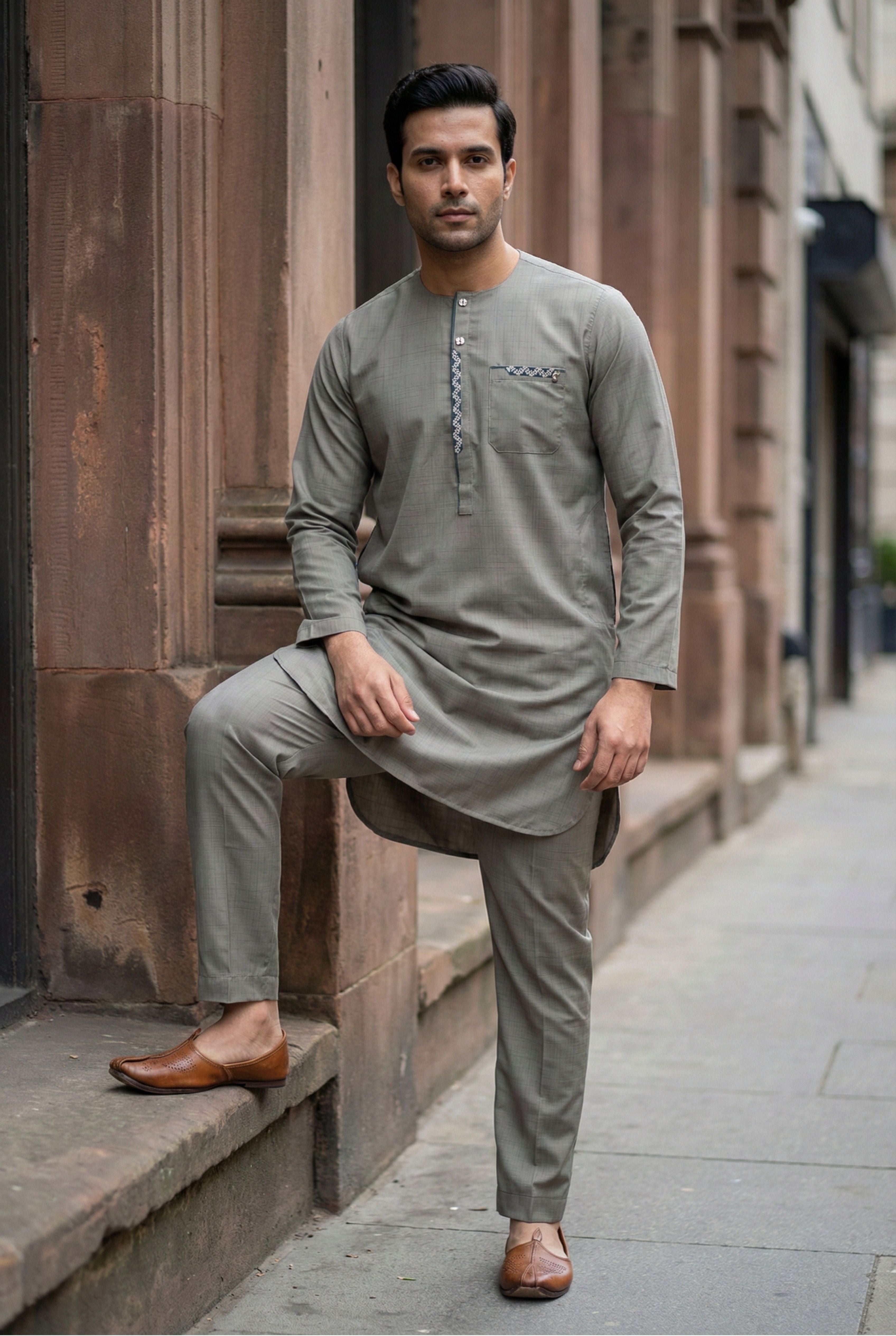 Light Green Embroidered Short Kurta EC07