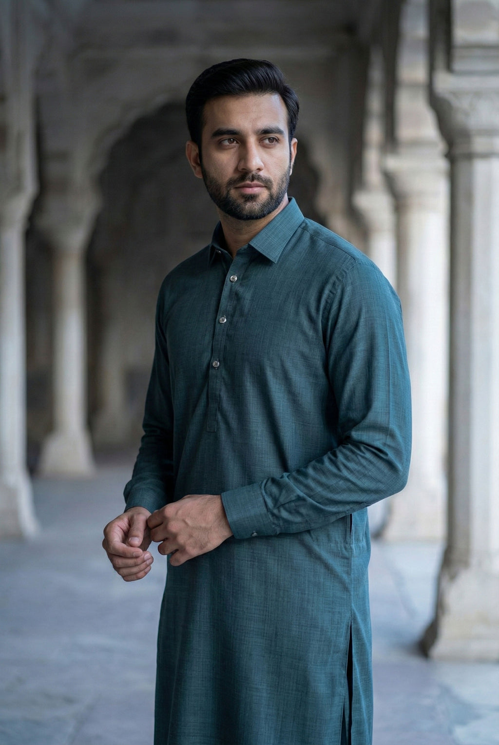 Sage Green Pathani Shalwar NN04