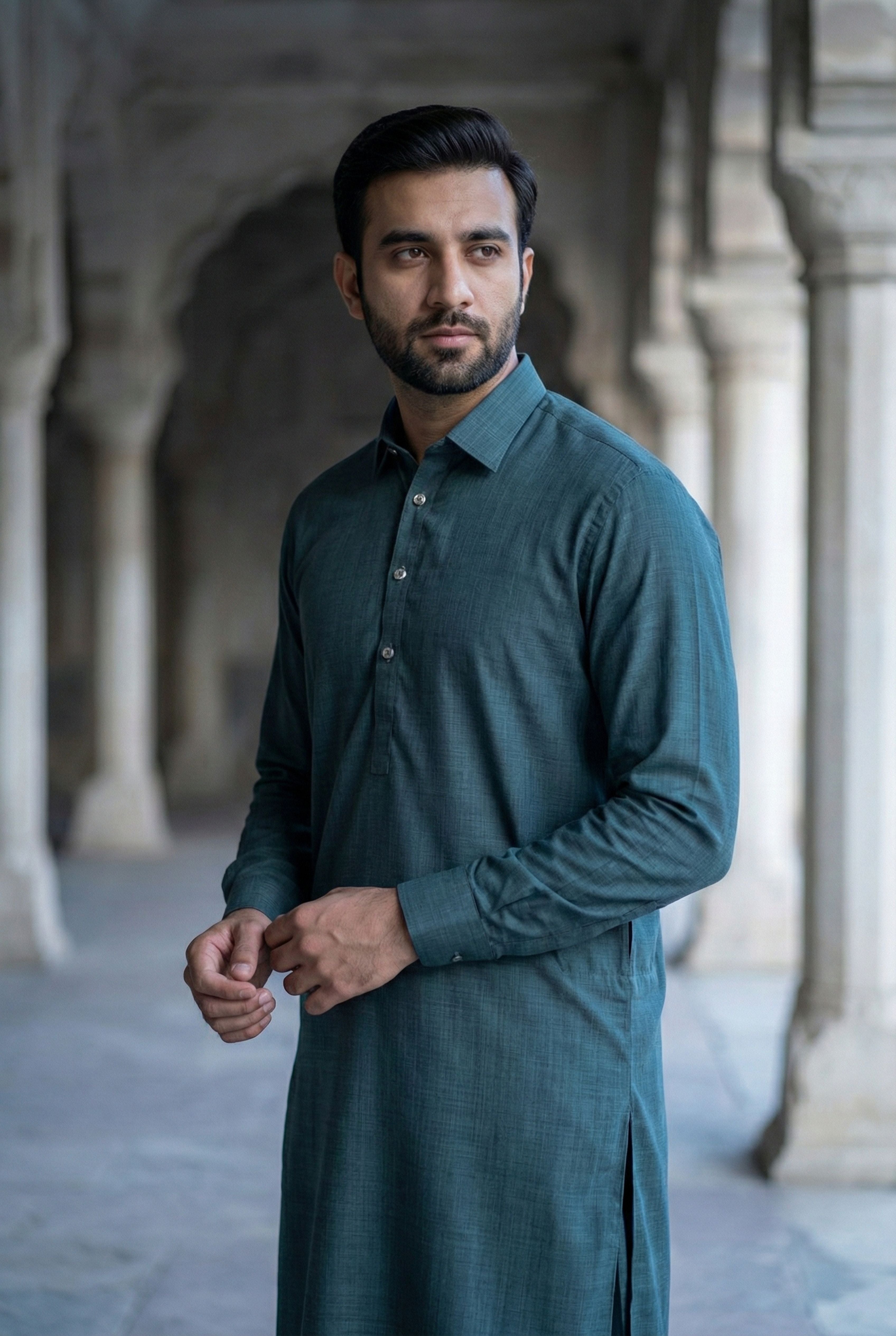 Sage Green Pathani Shalwar NN04