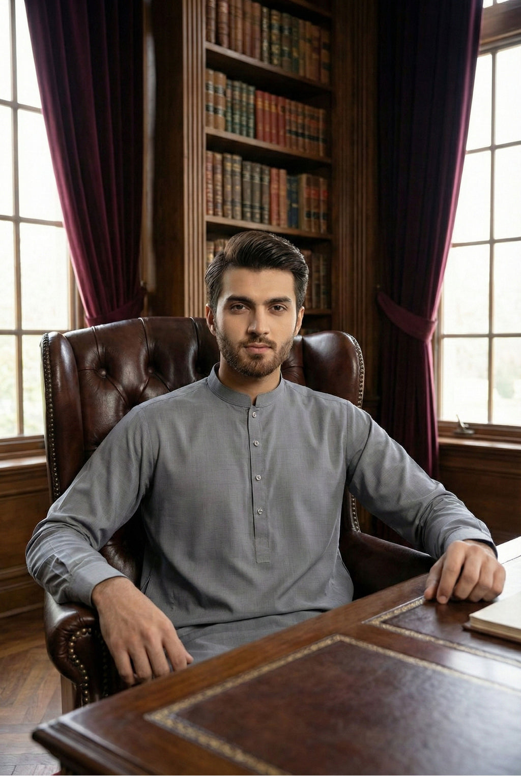 Steel Grey Kurta Pyjama NN12