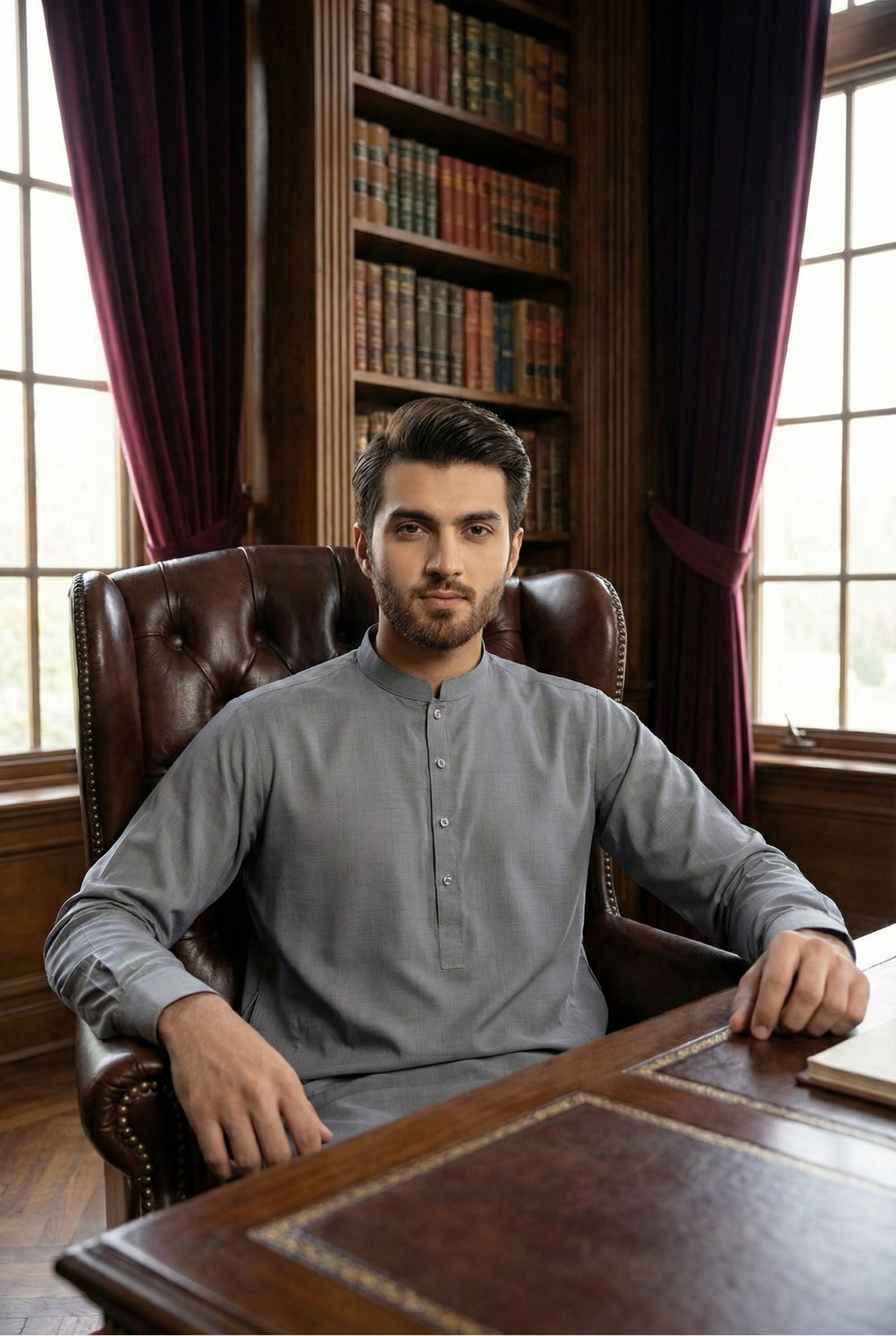Steel Grey Kurta Pyjama NN12