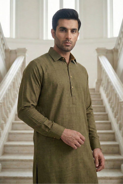 Biscuit Brown Pathani Shalwar NN02