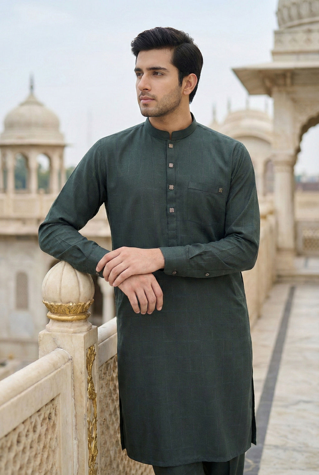 Dark Green Kurta Pyjama IG14