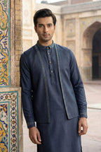 Graphite Grey Kurta Pyjama with Jacket LL06