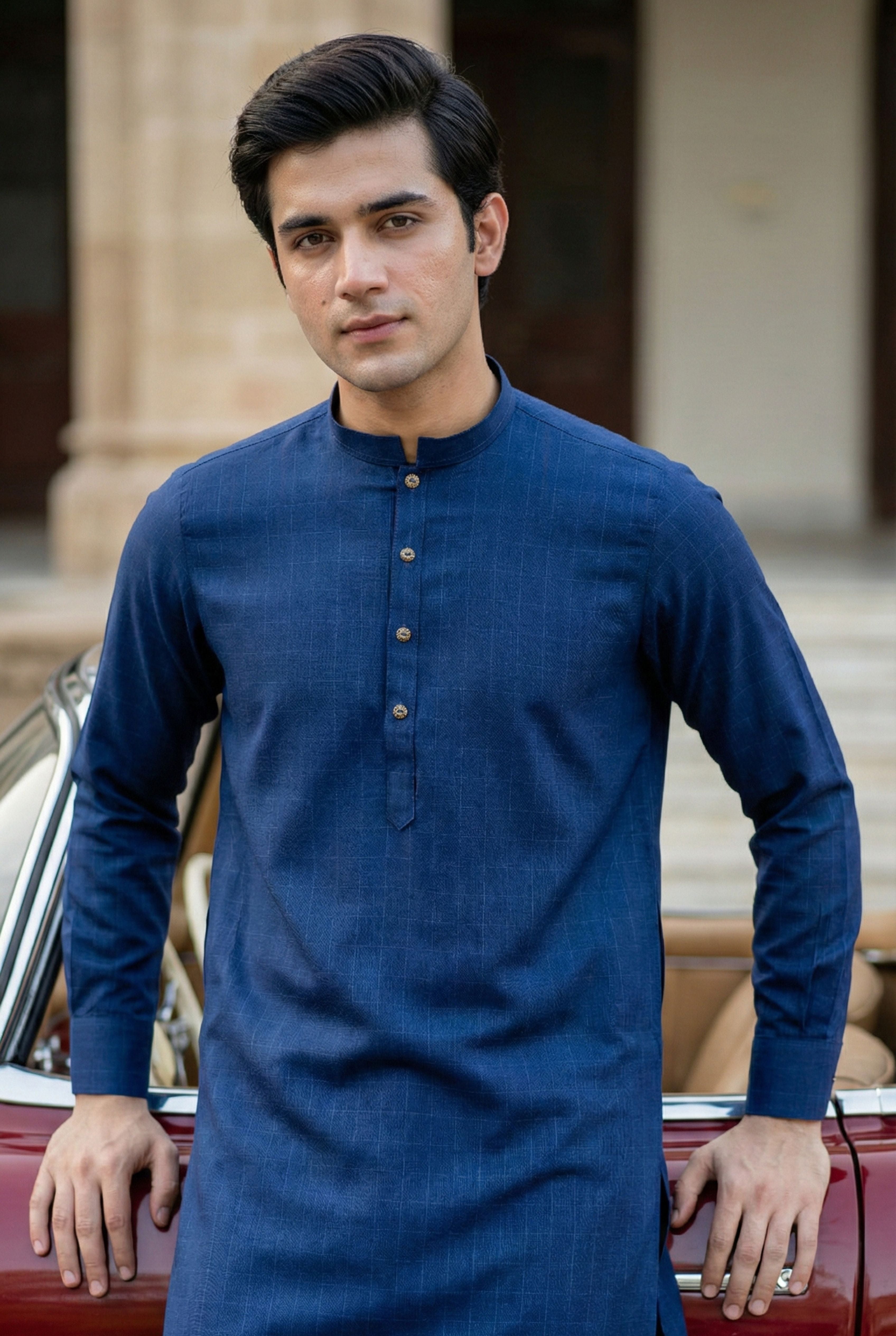 Navy Blue Kurta Pyjama IG03