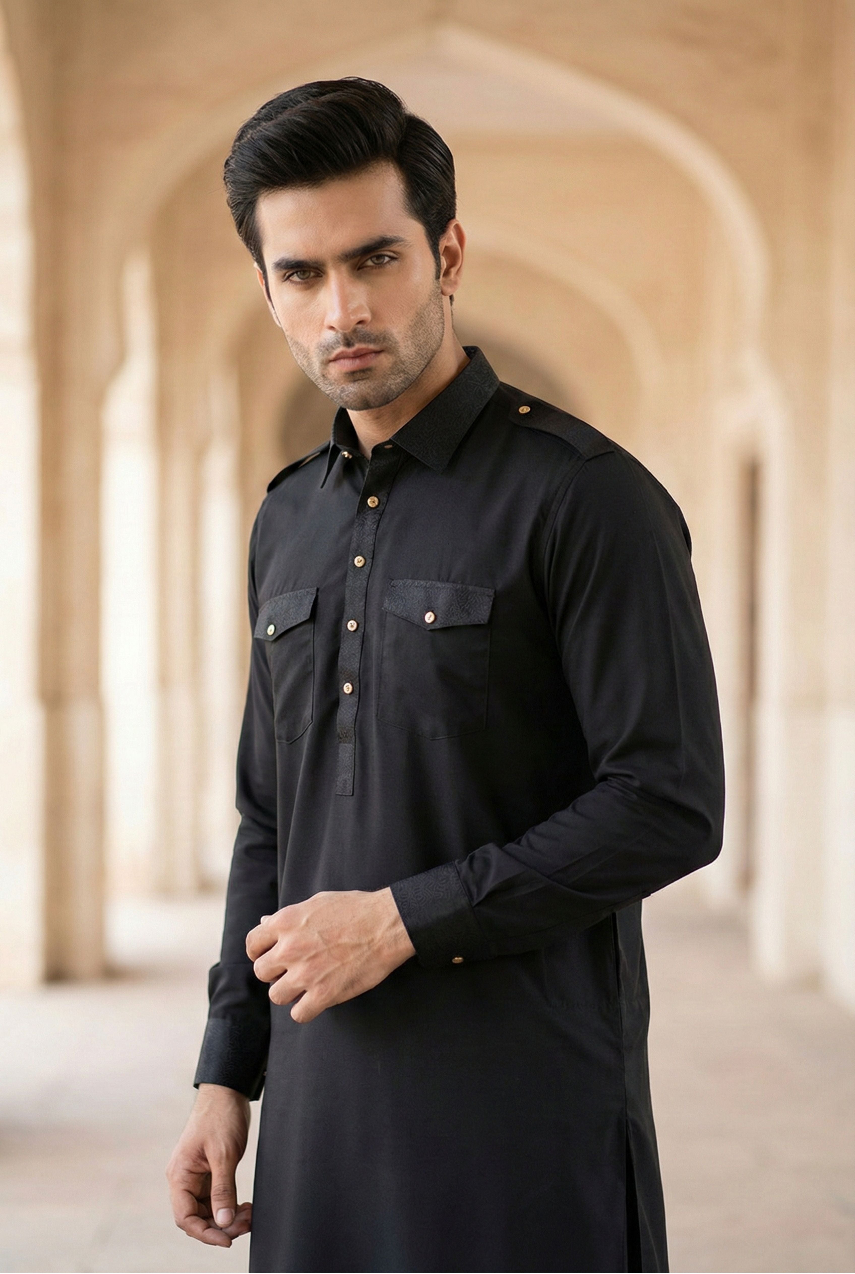 Onxy Black Pathani Shalwar IG10