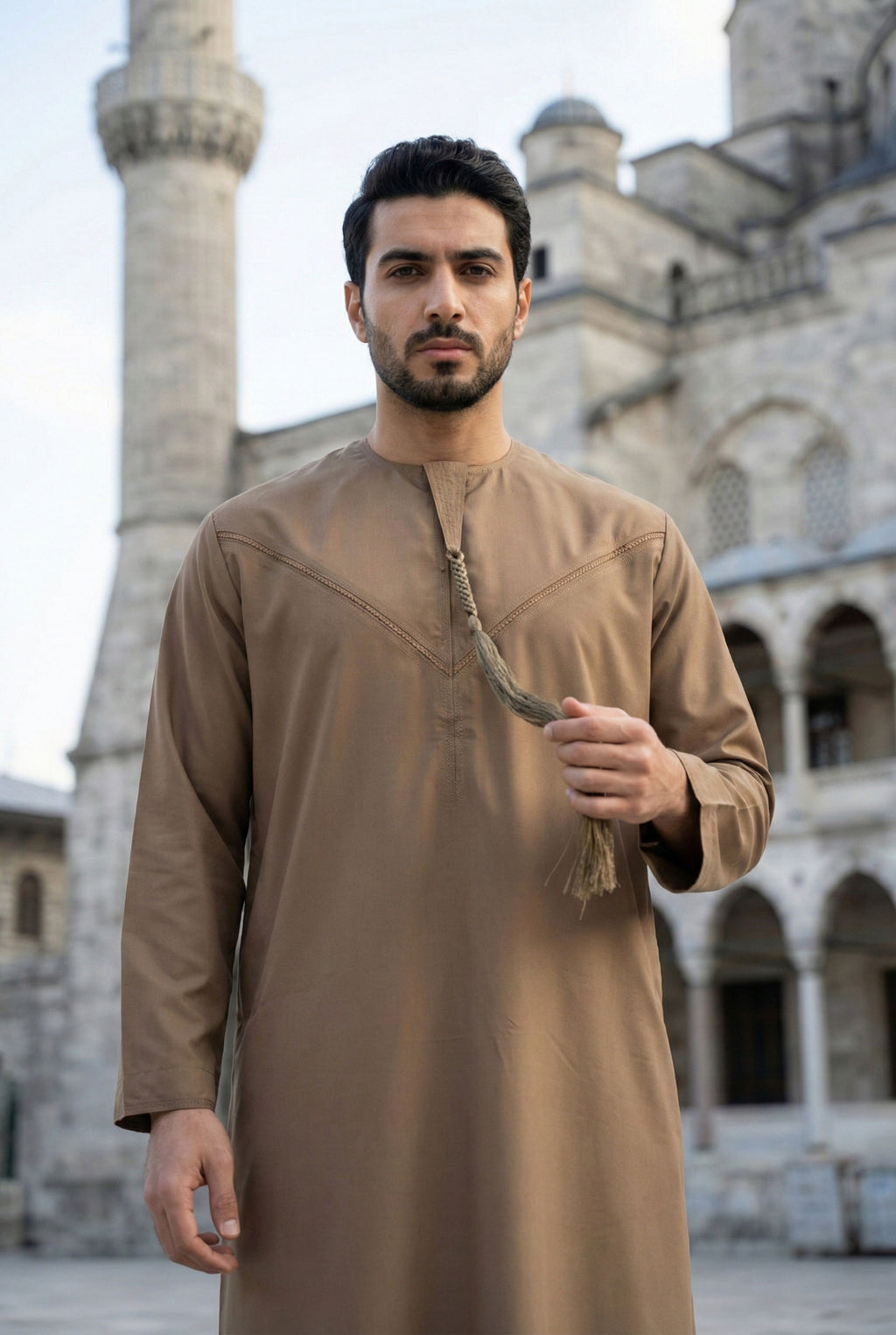 Emirati Beige Pleated Thobe PO05