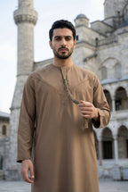 Emirati Beige Pleated Thobe PO05