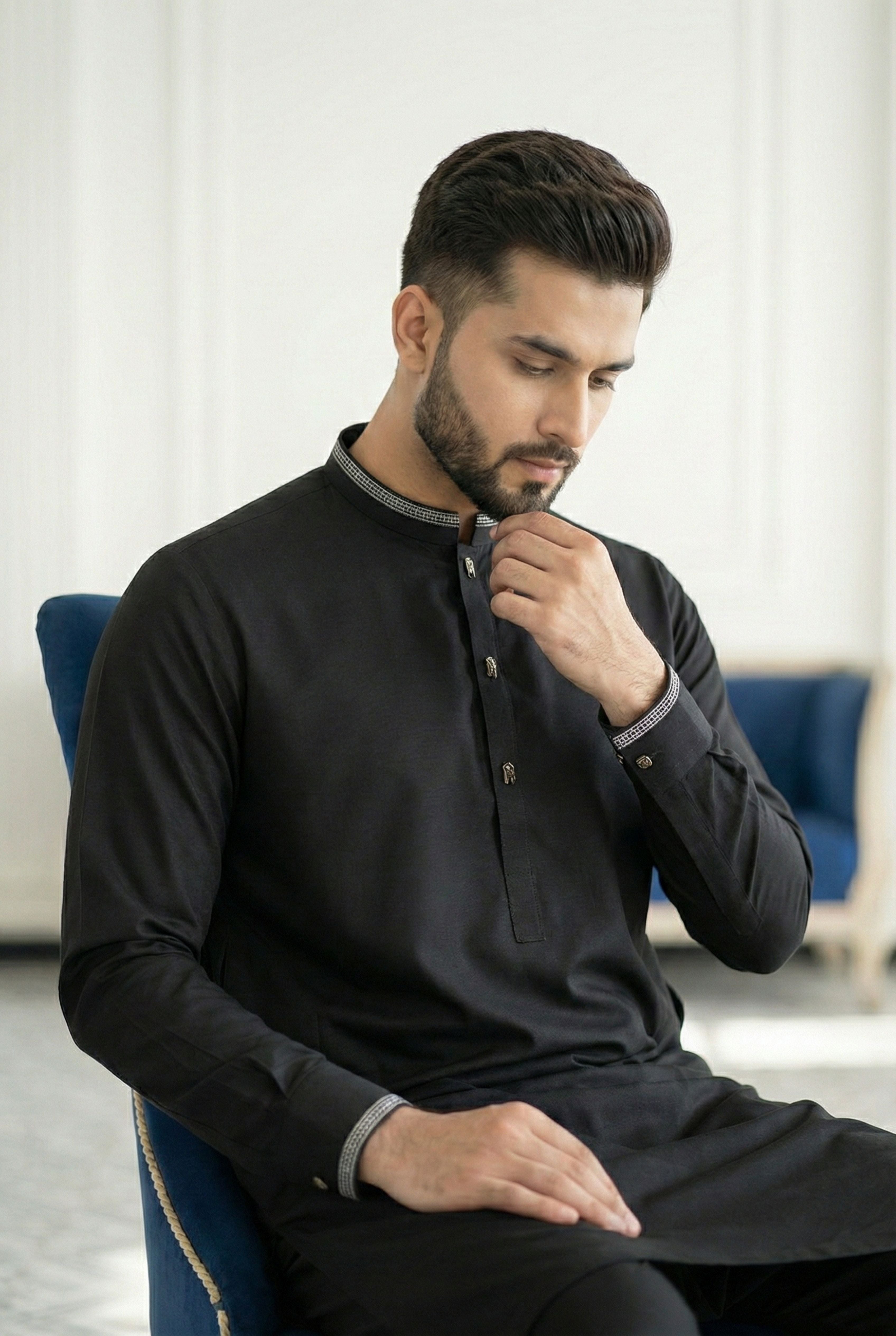 Onxy Black Kurta Pyjama IG05
