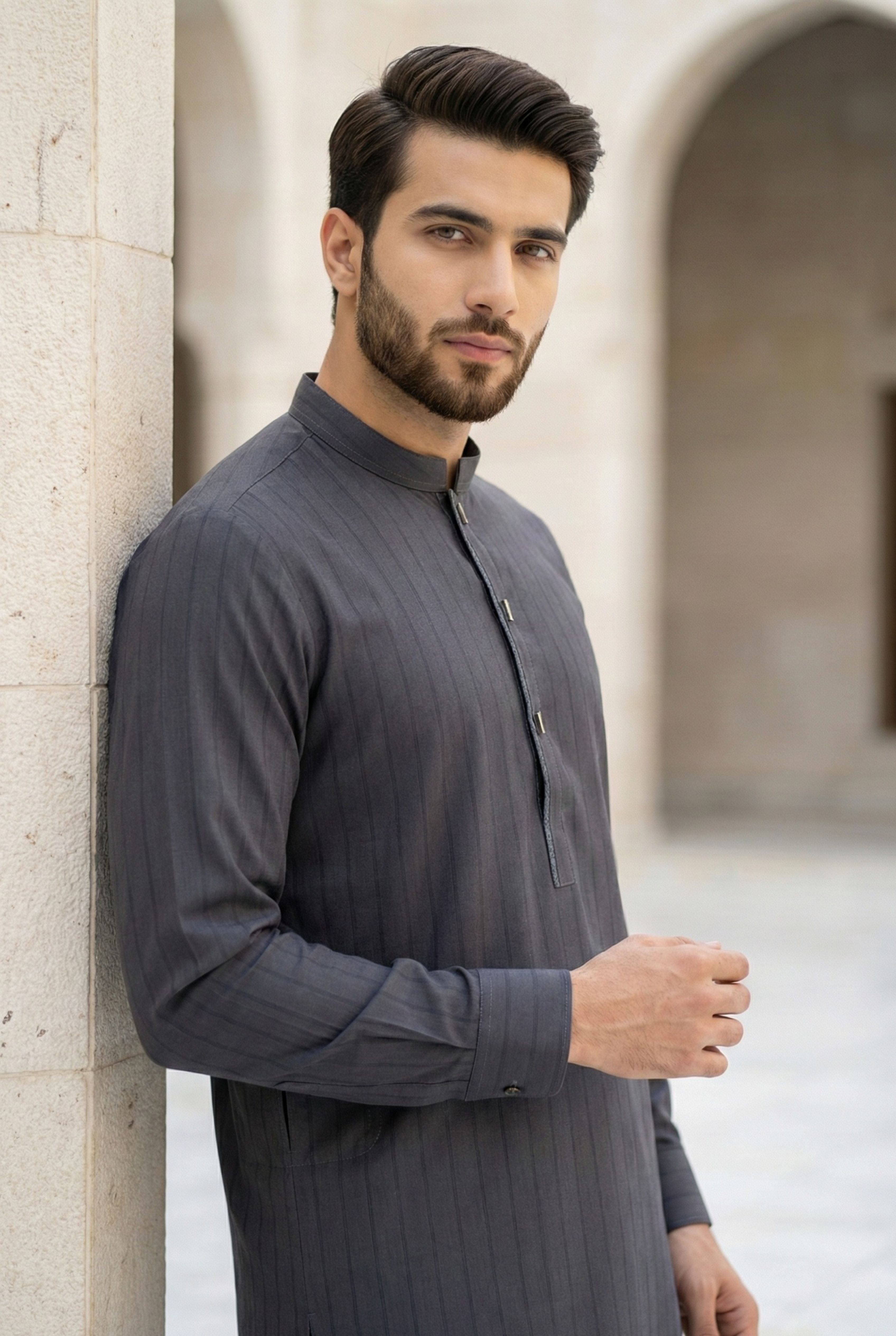 Charcoal Grey  Kurta Pyjama NN05