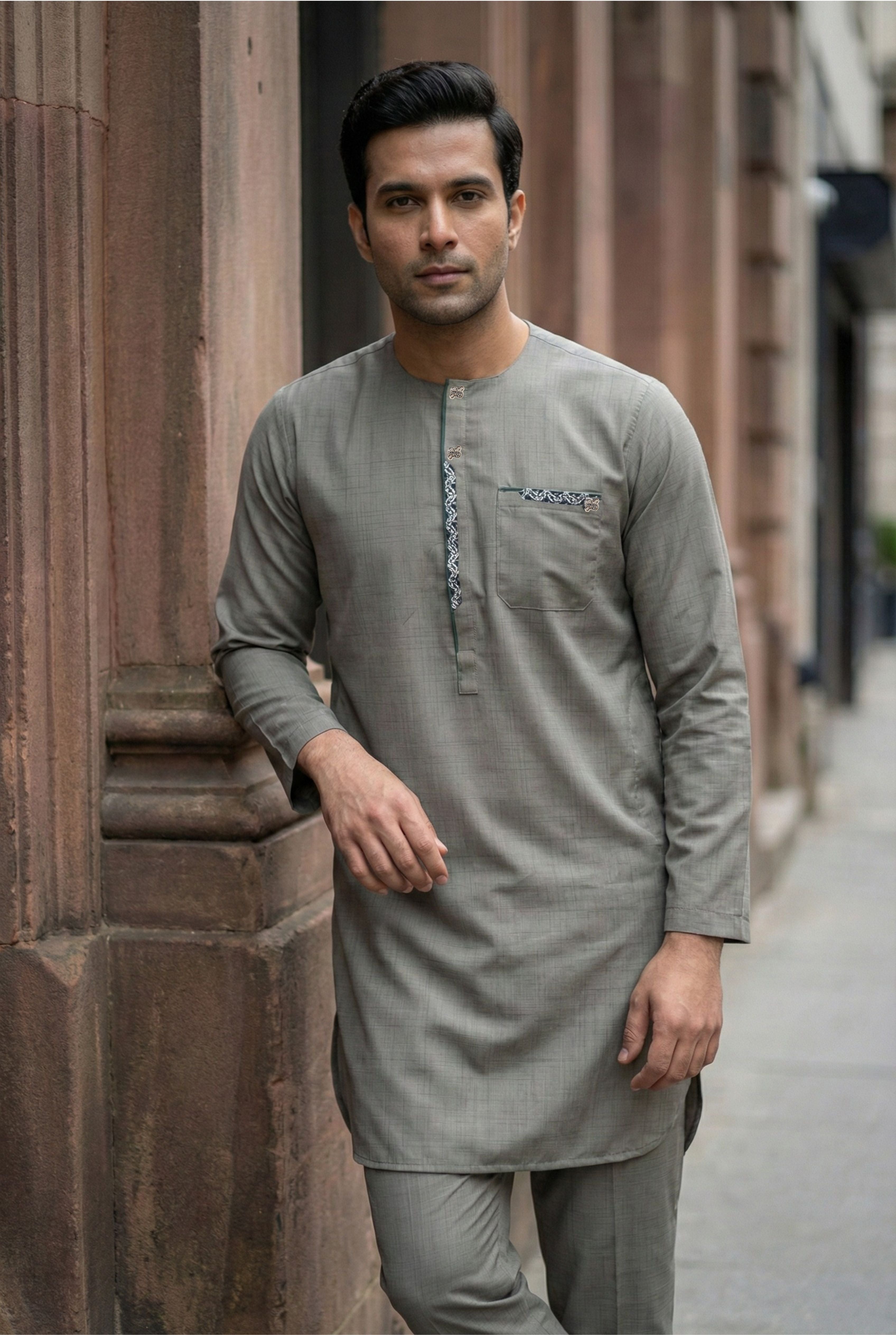 Light Green Embroidered Short Kurta EC07