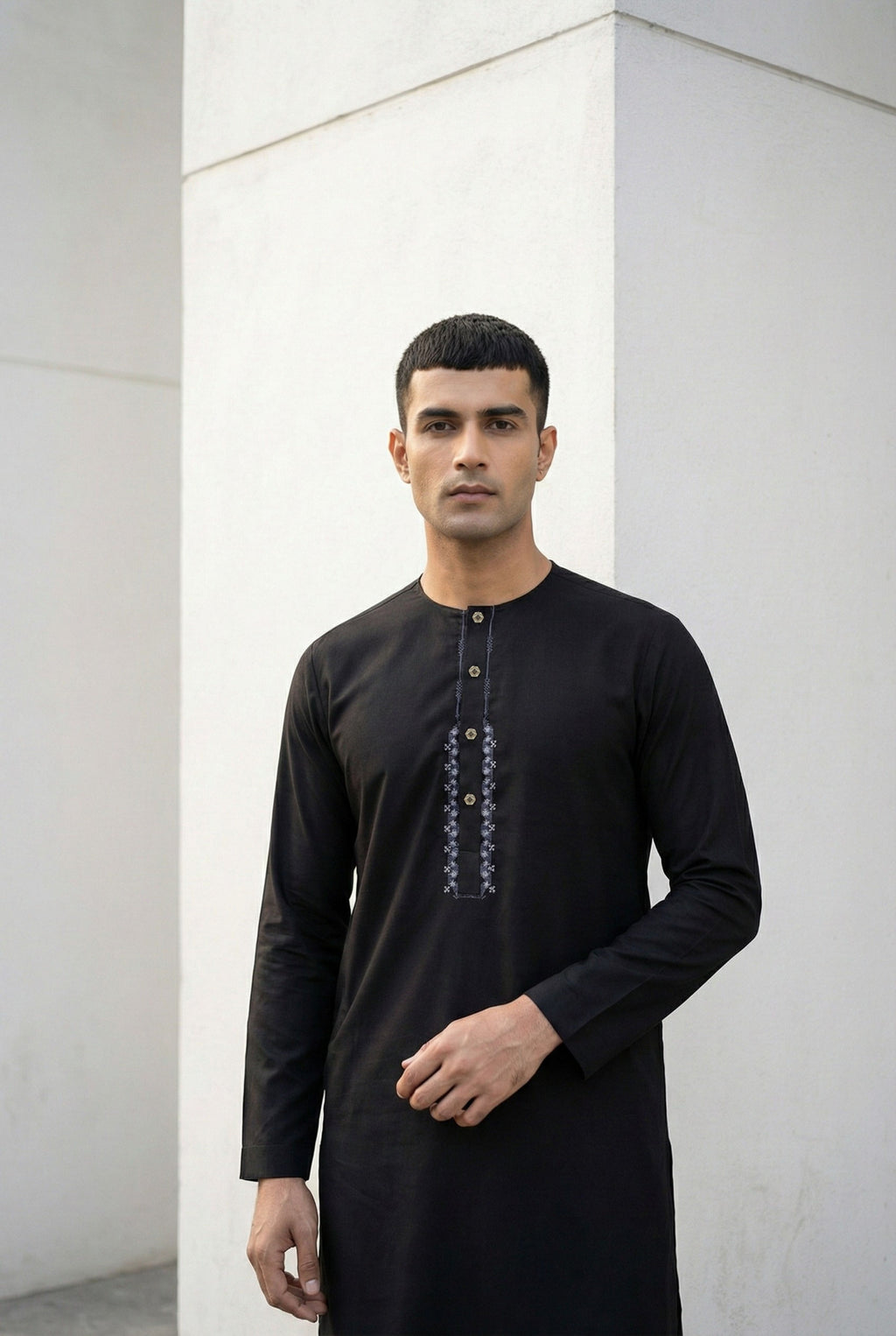 Onyx Black Short Kurta Pyjama EC03