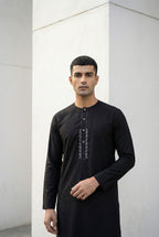 Onyx Black Short Kurta Pyjama EC03