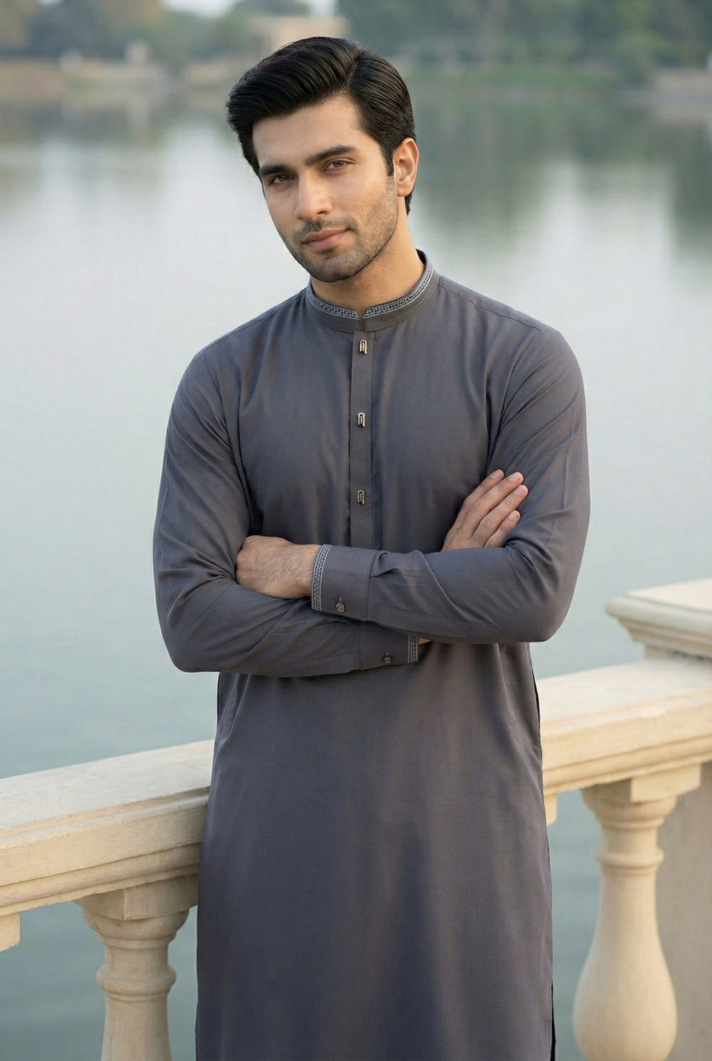 Steel Grey Kurta Pyjama IG06