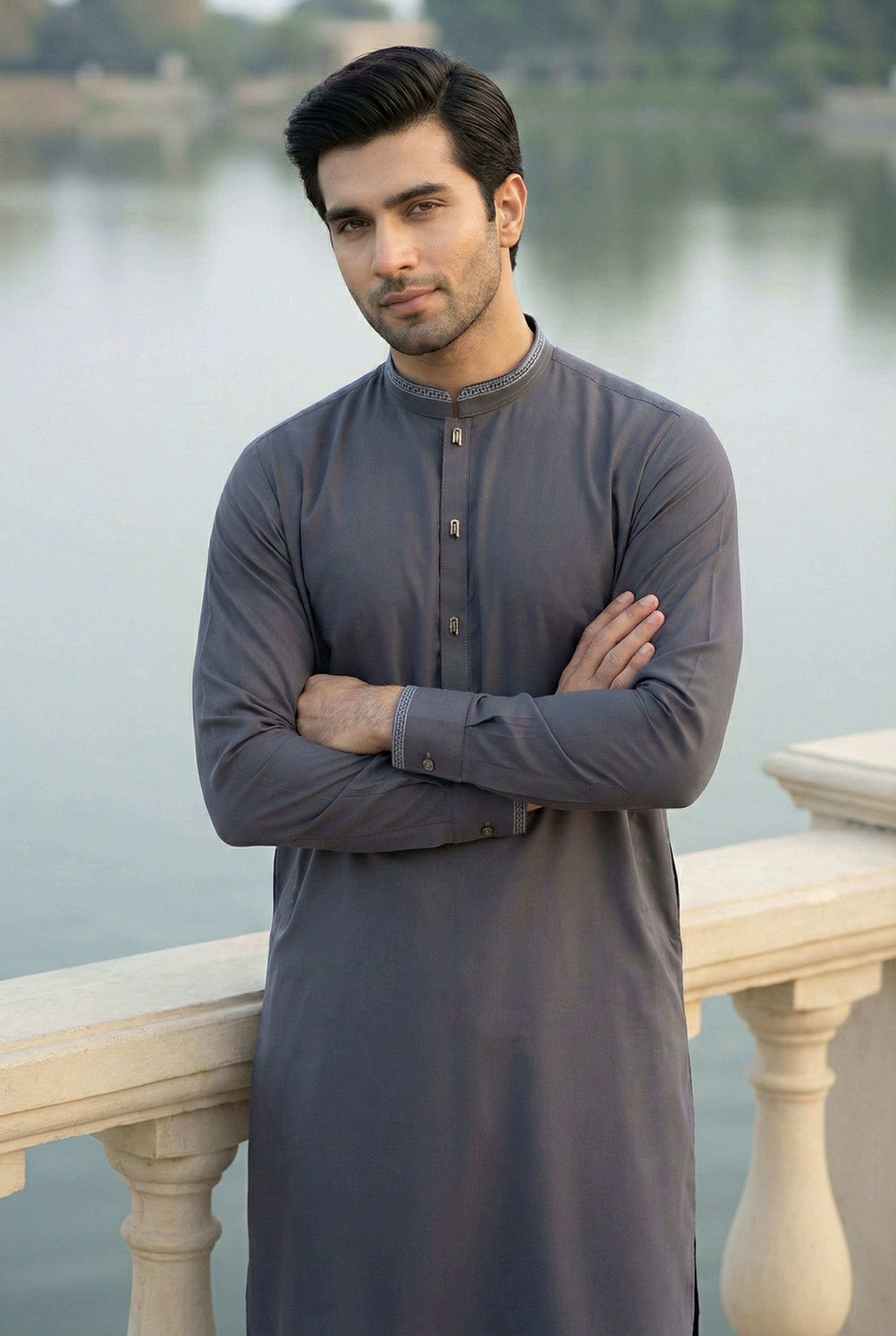 Steel Grey Kurta Pyjama IG06