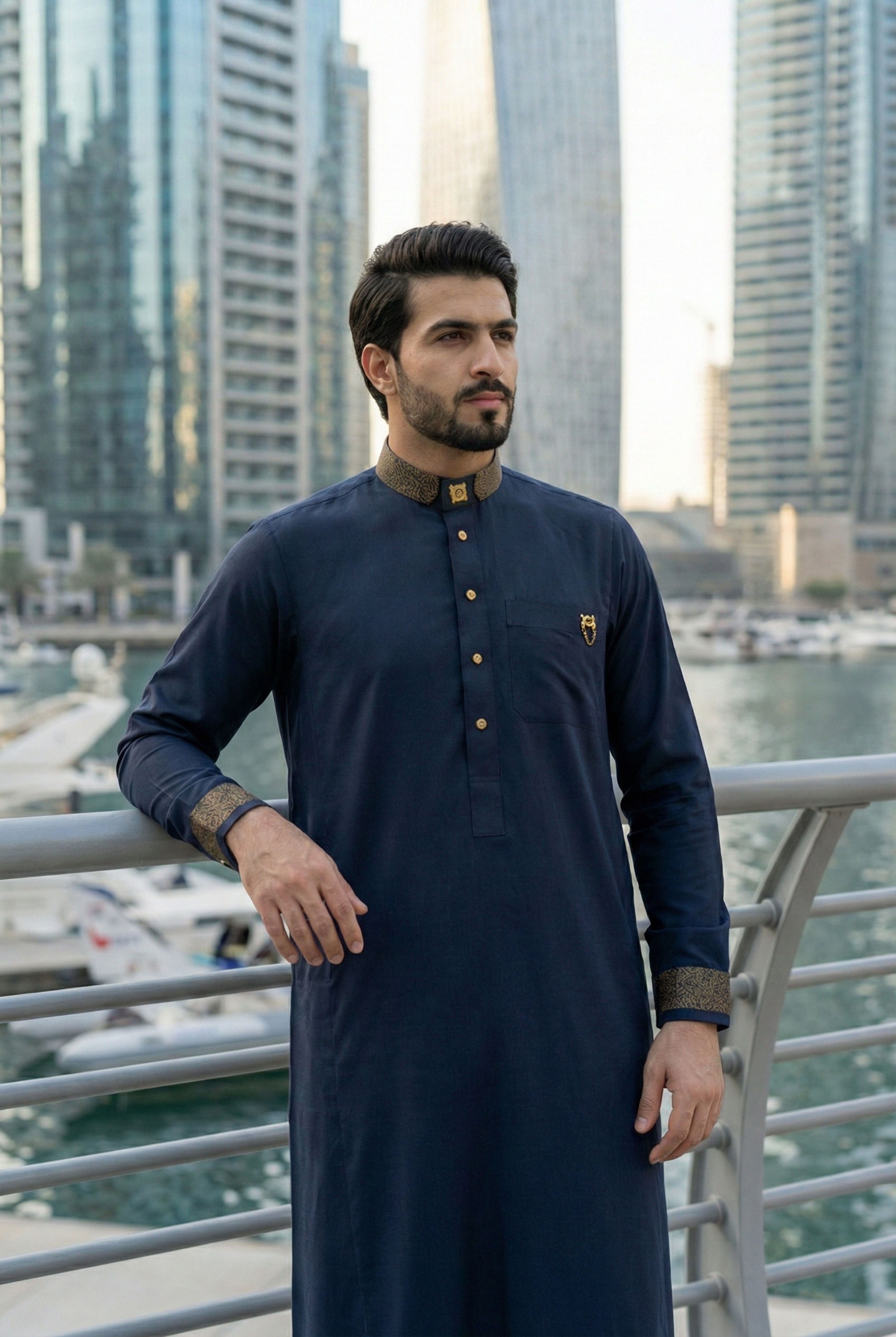Platinum Navy Blue Thobe SC06
