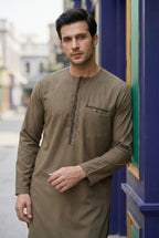 Light Brown Short Kurta Pyjama EC04