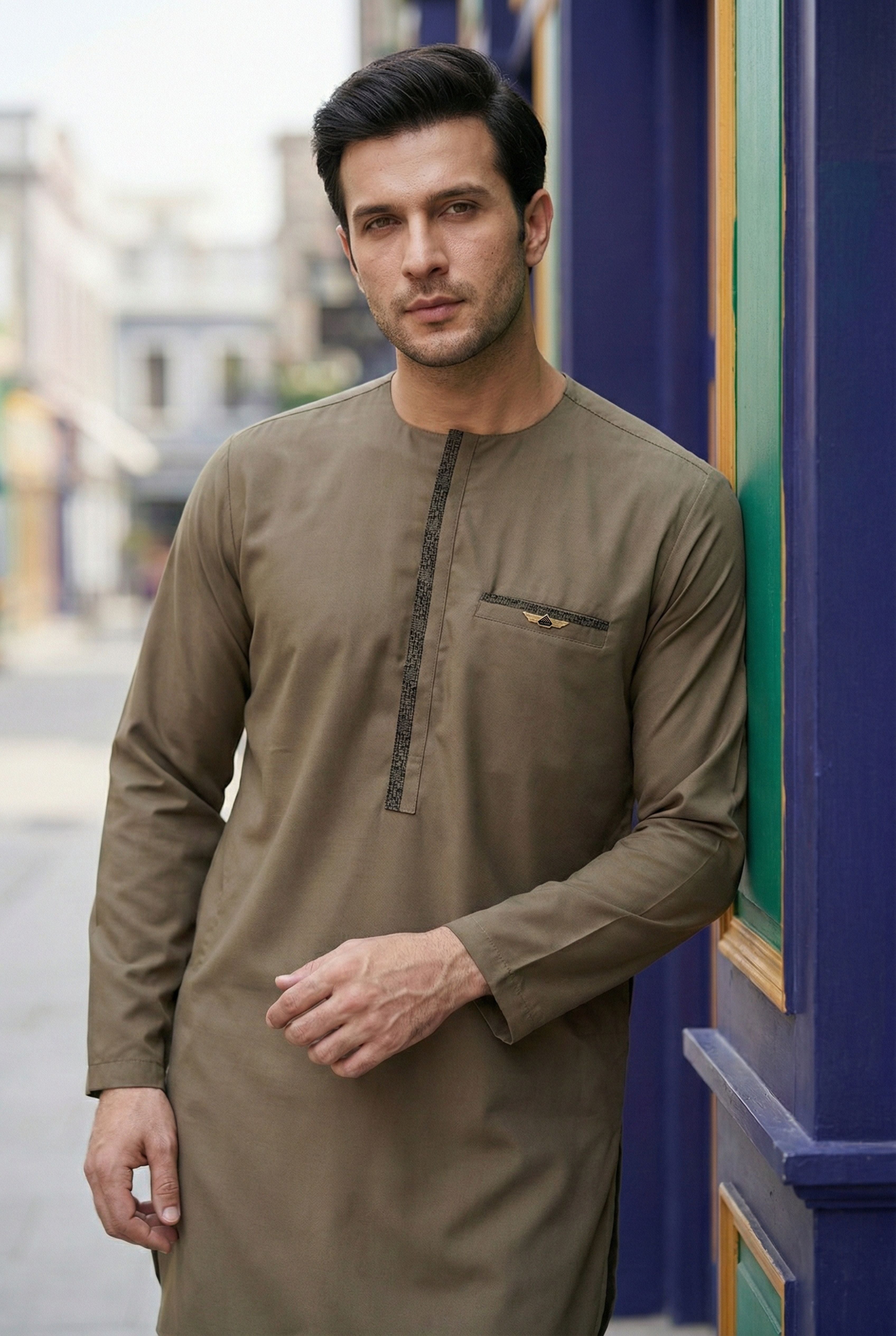 Light Brown Short Kurta Pyjama EC04