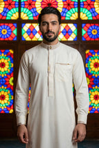 Platinum Cream Calligraphic Thobe SC03