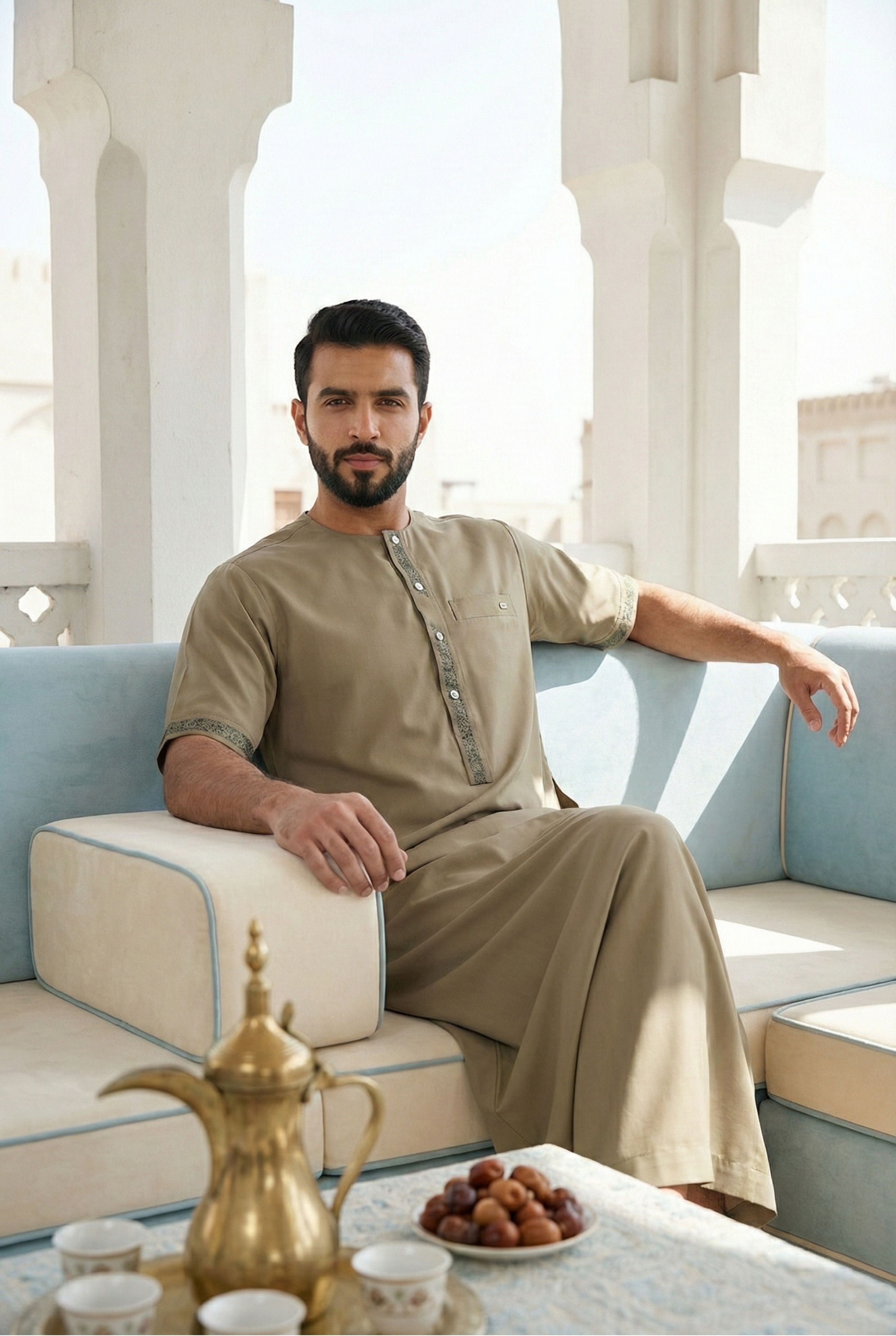 Half Sleeves Khaki Brown Thobe NC03