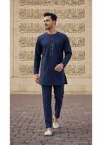 Navy Blue Short Kurta Pyjama EC01