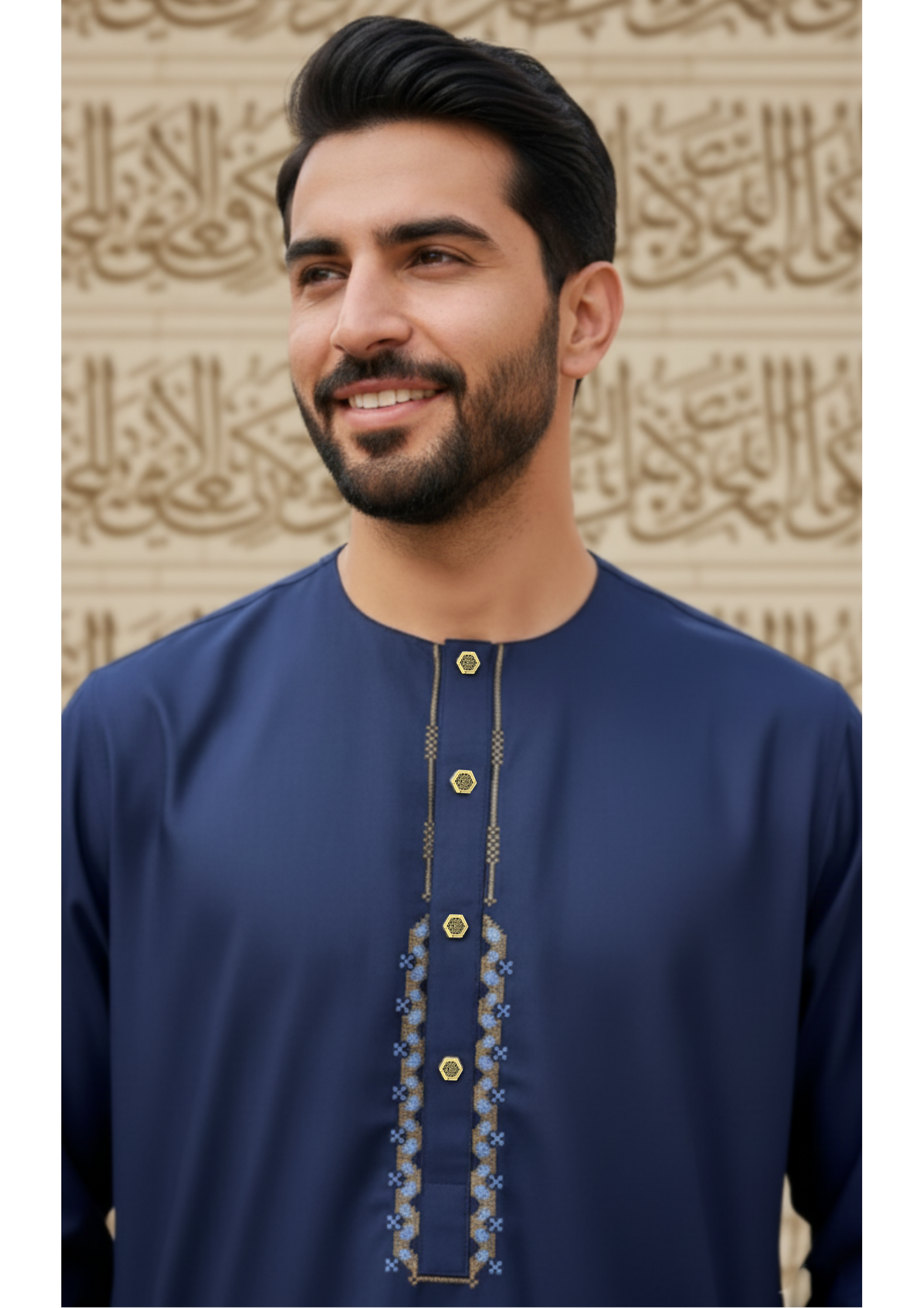 Navy Blue Short Kurta Pyjama EC01