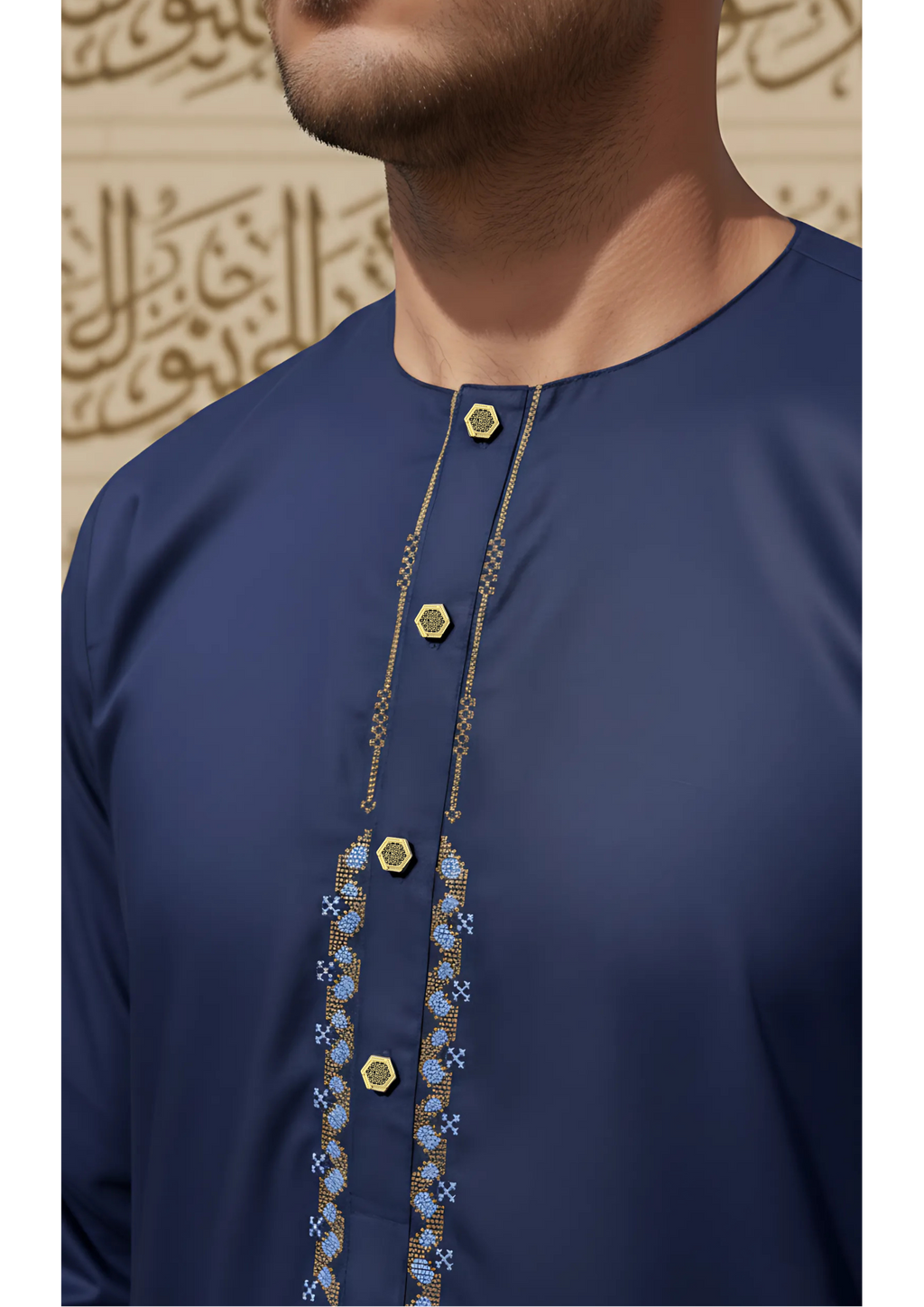 Navy Blue Short Kurta Pyjama EC01