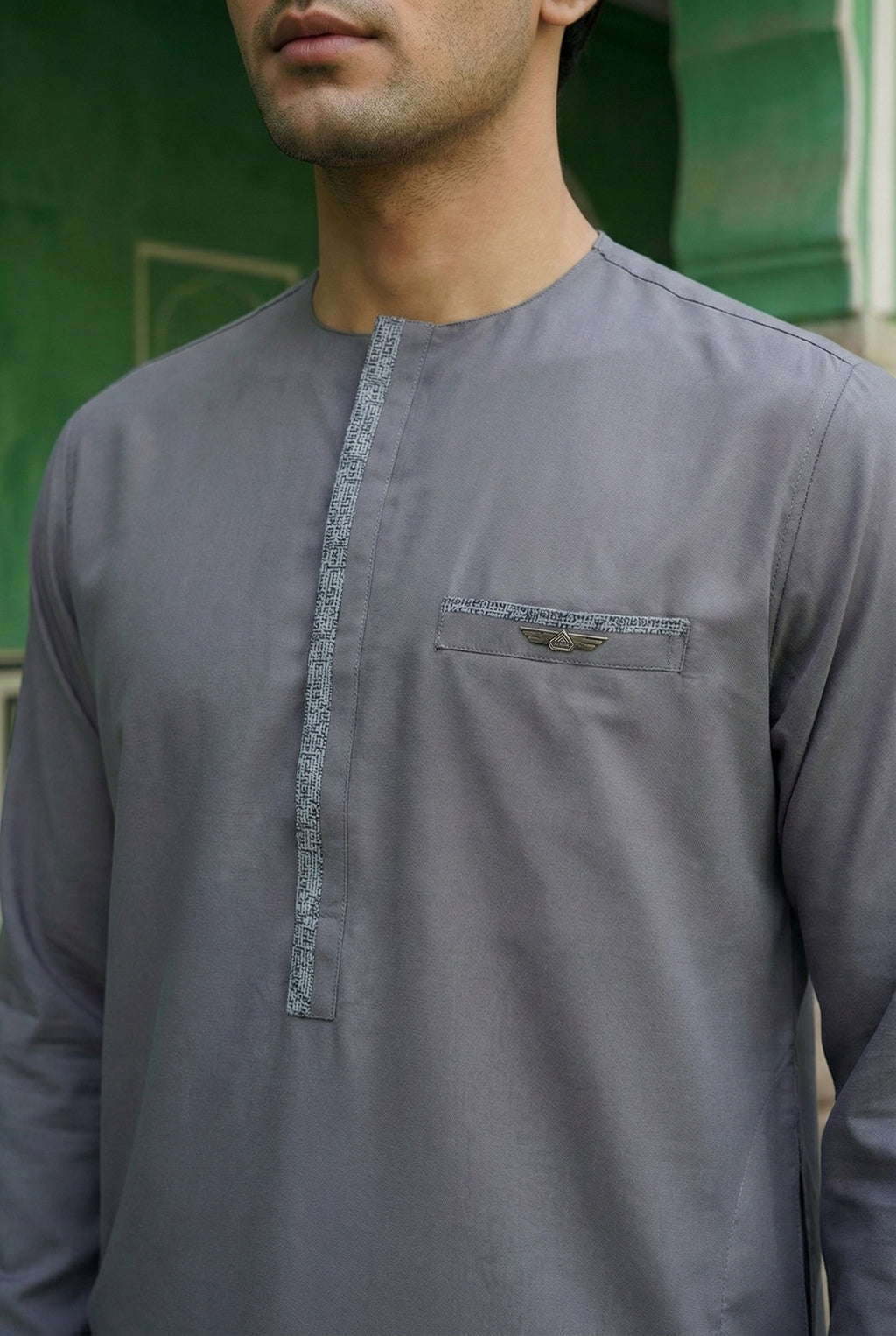 Steel Grey Short Kurta Pyjama EC05