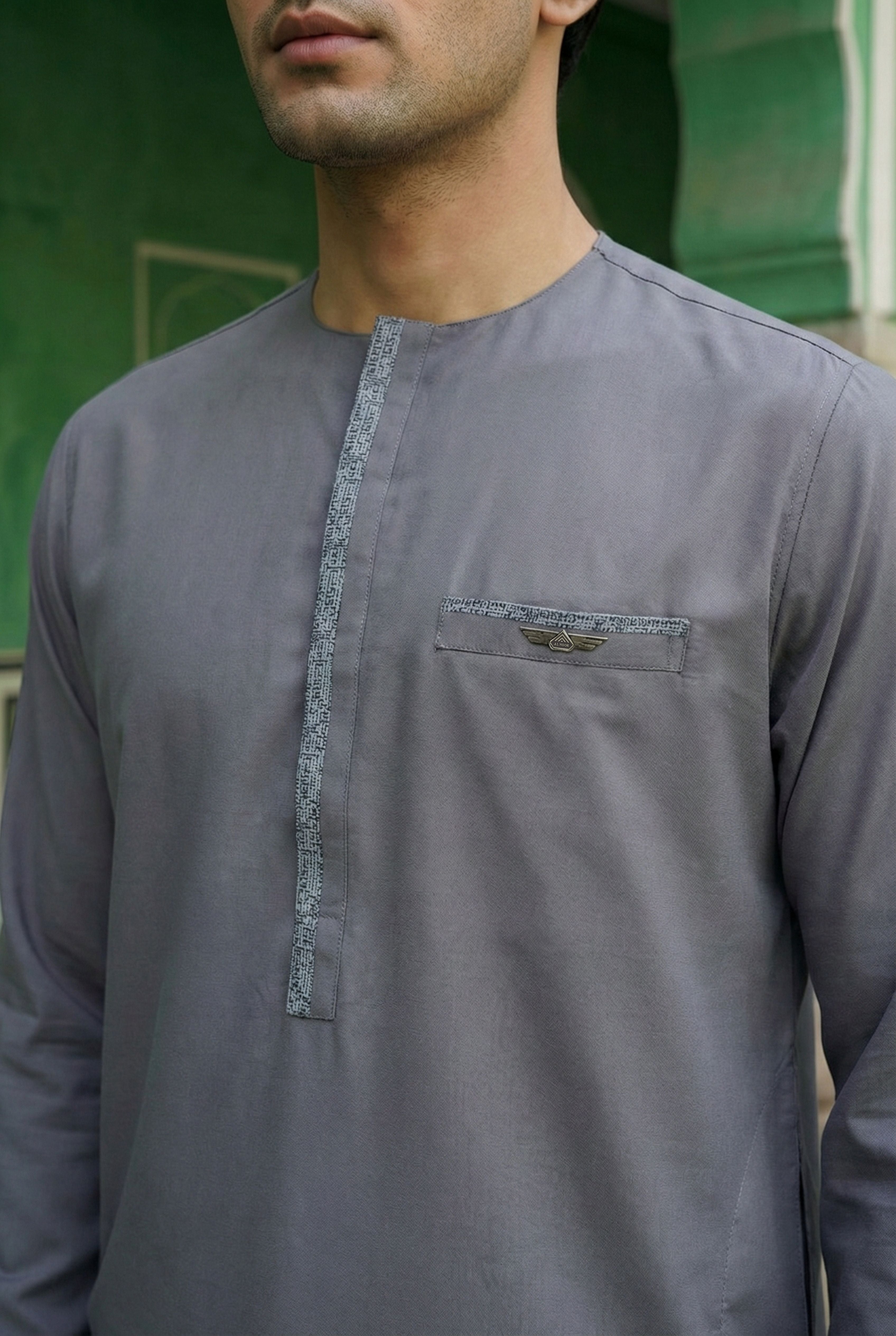 Steel Grey Short Kurta Pyjama EC05