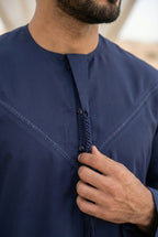Emirati Navy Blue Pleated Thobe PO07