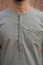 Light Green Embroidered Short Kurta EC07